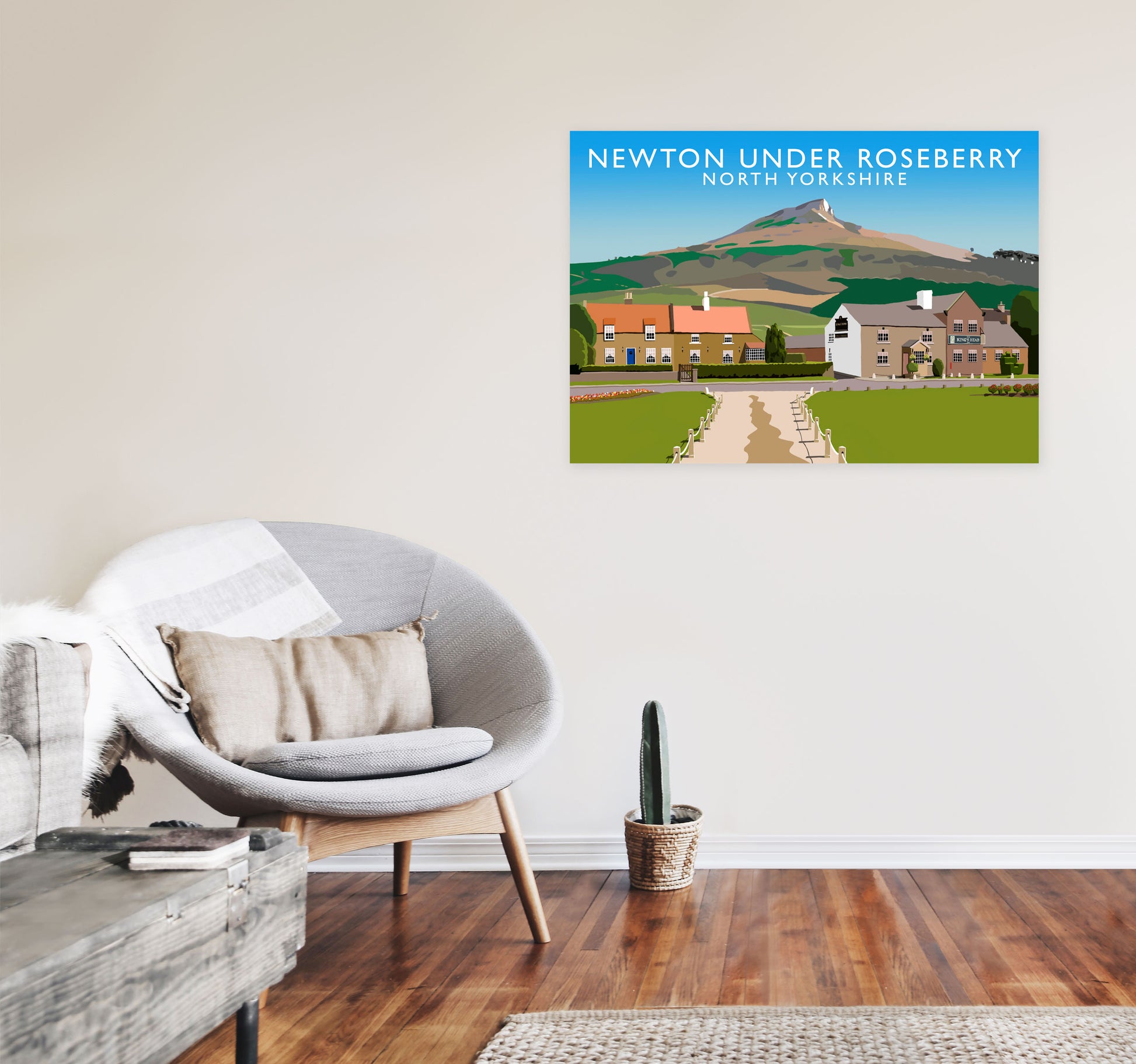 Newton Under Roseberry North Yorkshire Digital Art Print by Richard O'Neill A1 Black Frame