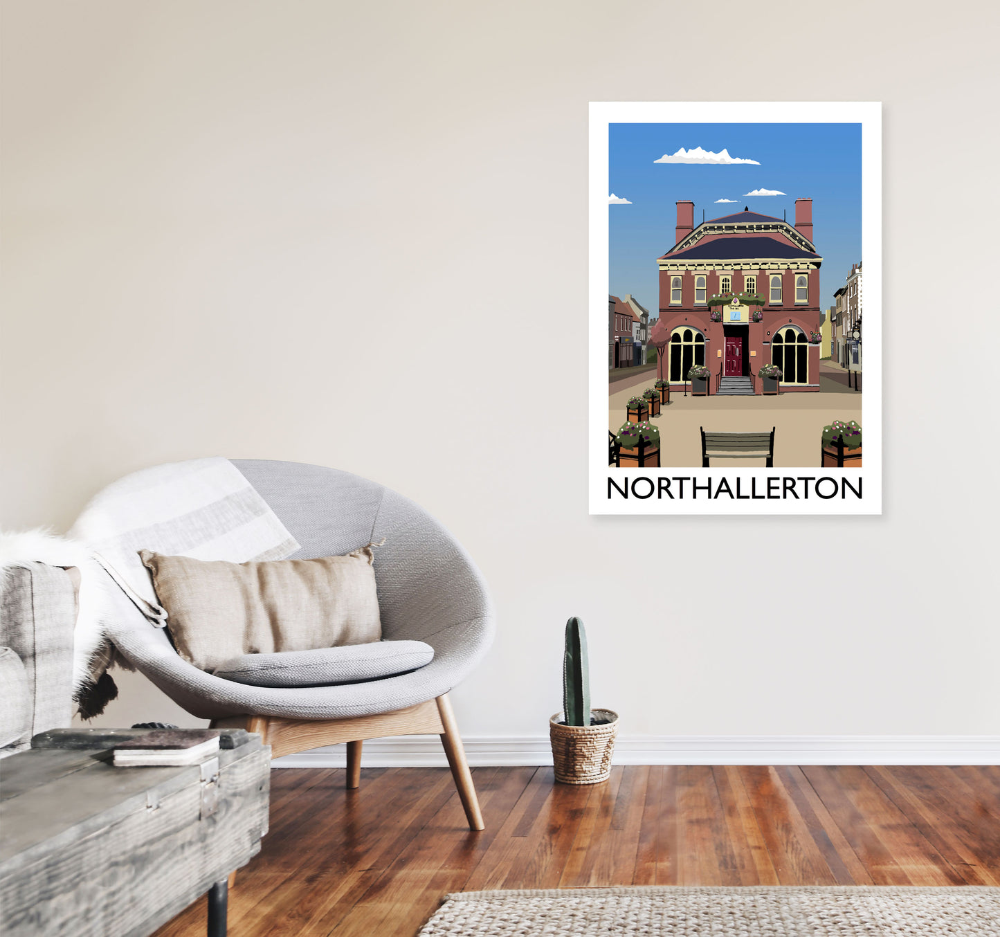 Northallerton2 Portrait  Travel Art Print by Richard O'Neill, Framed Wall Art A1 Black Frame