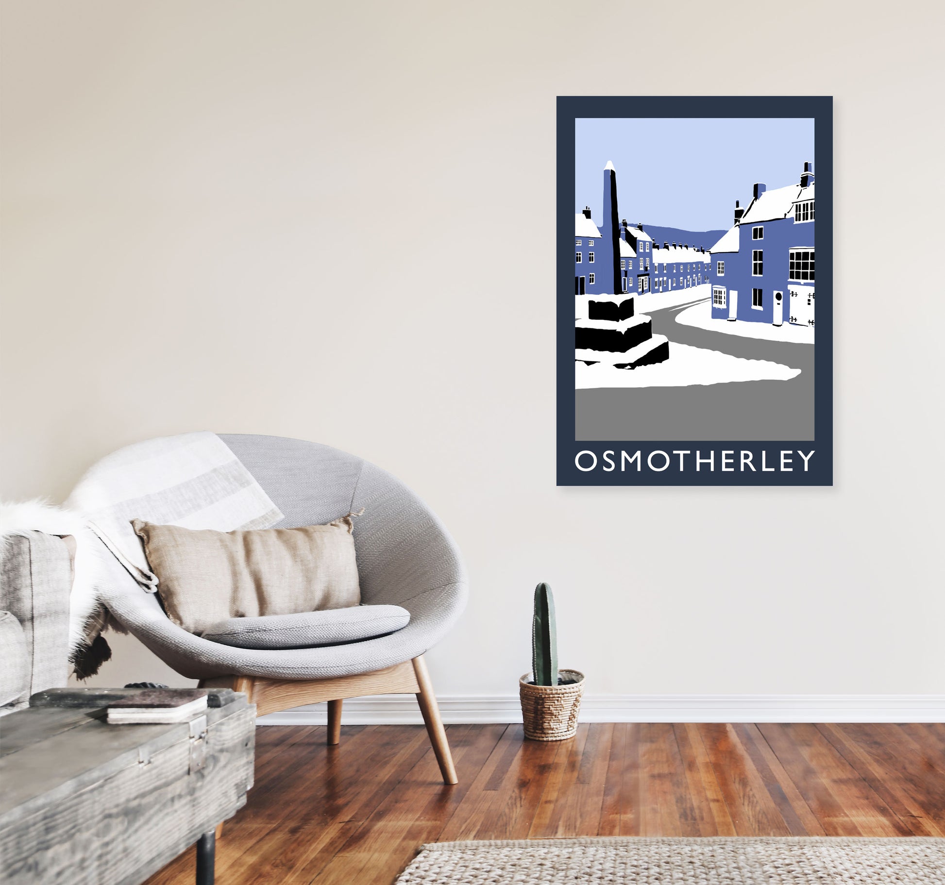 Osmotherley In Snow2 Portrait Travel Art Print by Richard O'Neill, Framed Wall Art A1 Black Frame