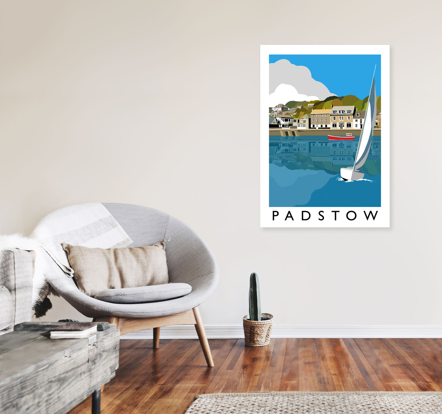 Padstow Framed Digital Art Print by Richard O'Neill, Framed Wall Art A1 Black Frame