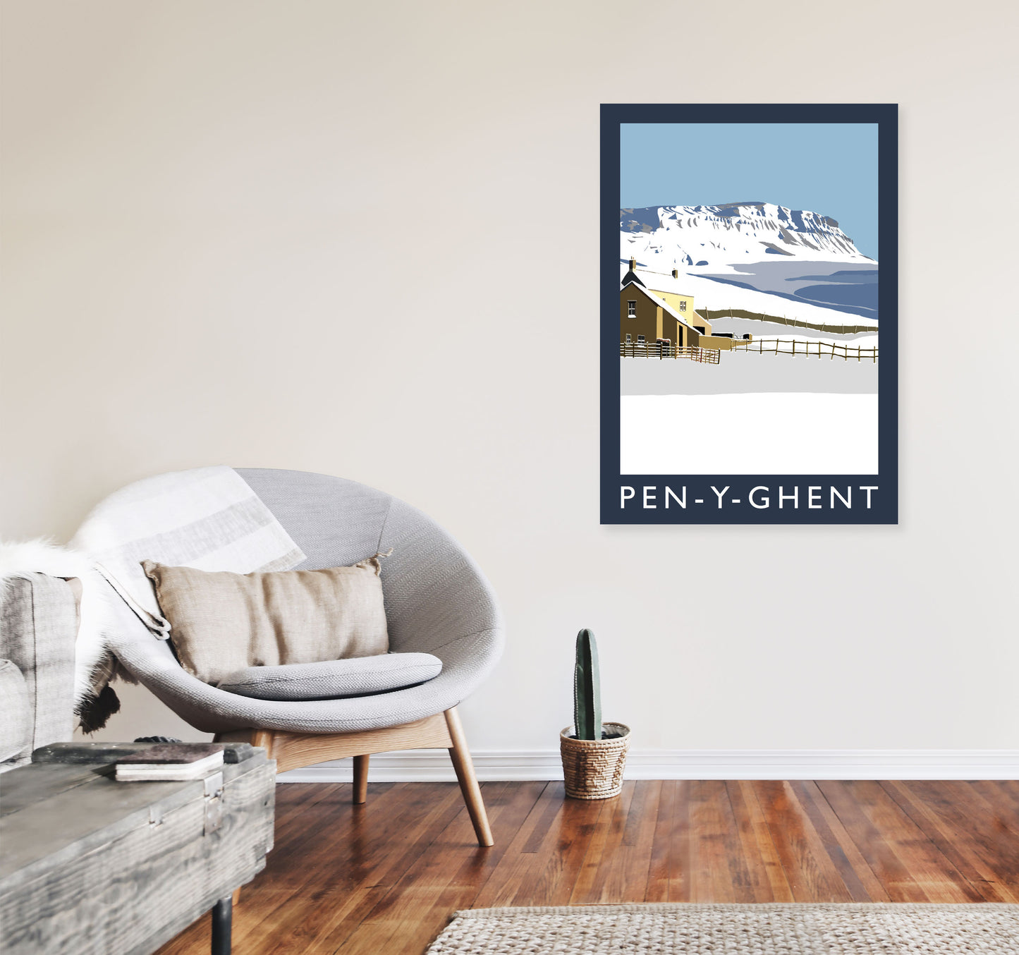 Pen-Y-Ghent Travel Art Print by Richard O'Neill, Framed Wall Art A1 Black Frame