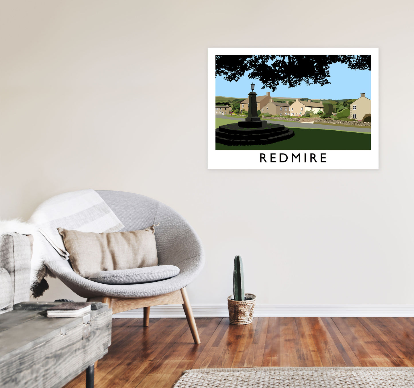 Redmire Travel Art Print by Richard O'Neill, Framed Wall Art A1 Black Frame