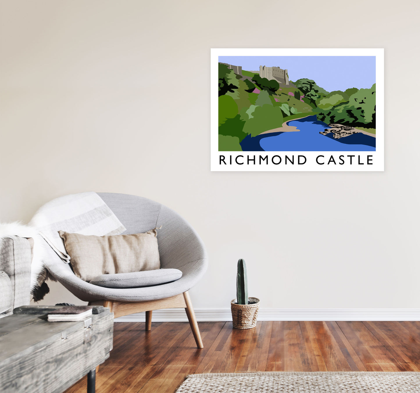 Richmond Castle Digital Art Print by Richard O'Neill, Framed Wall Art A1 Black Frame