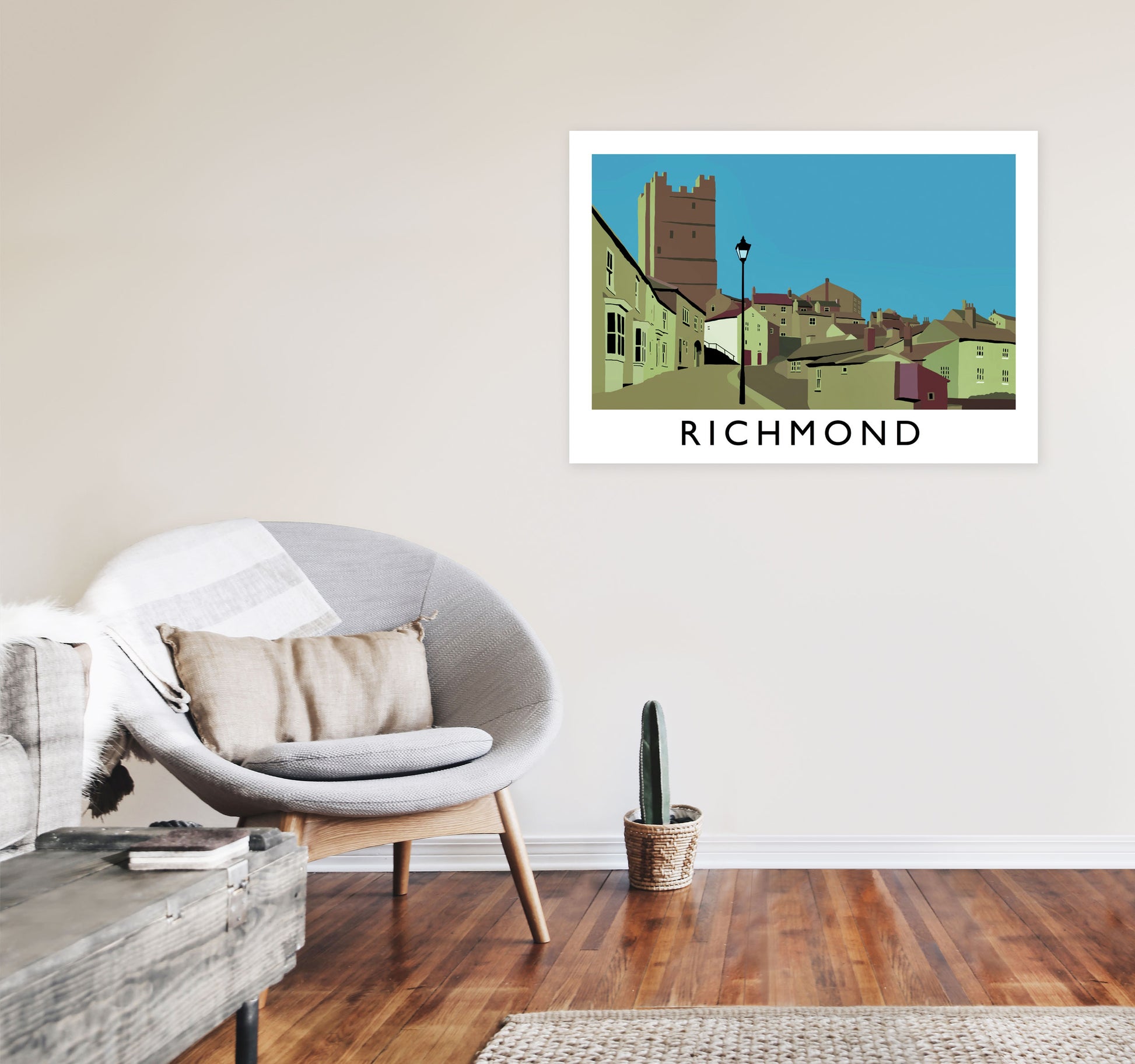 Richmond Travel Art Print by Richard O'Neill, Framed Wall Art A1 Black Frame