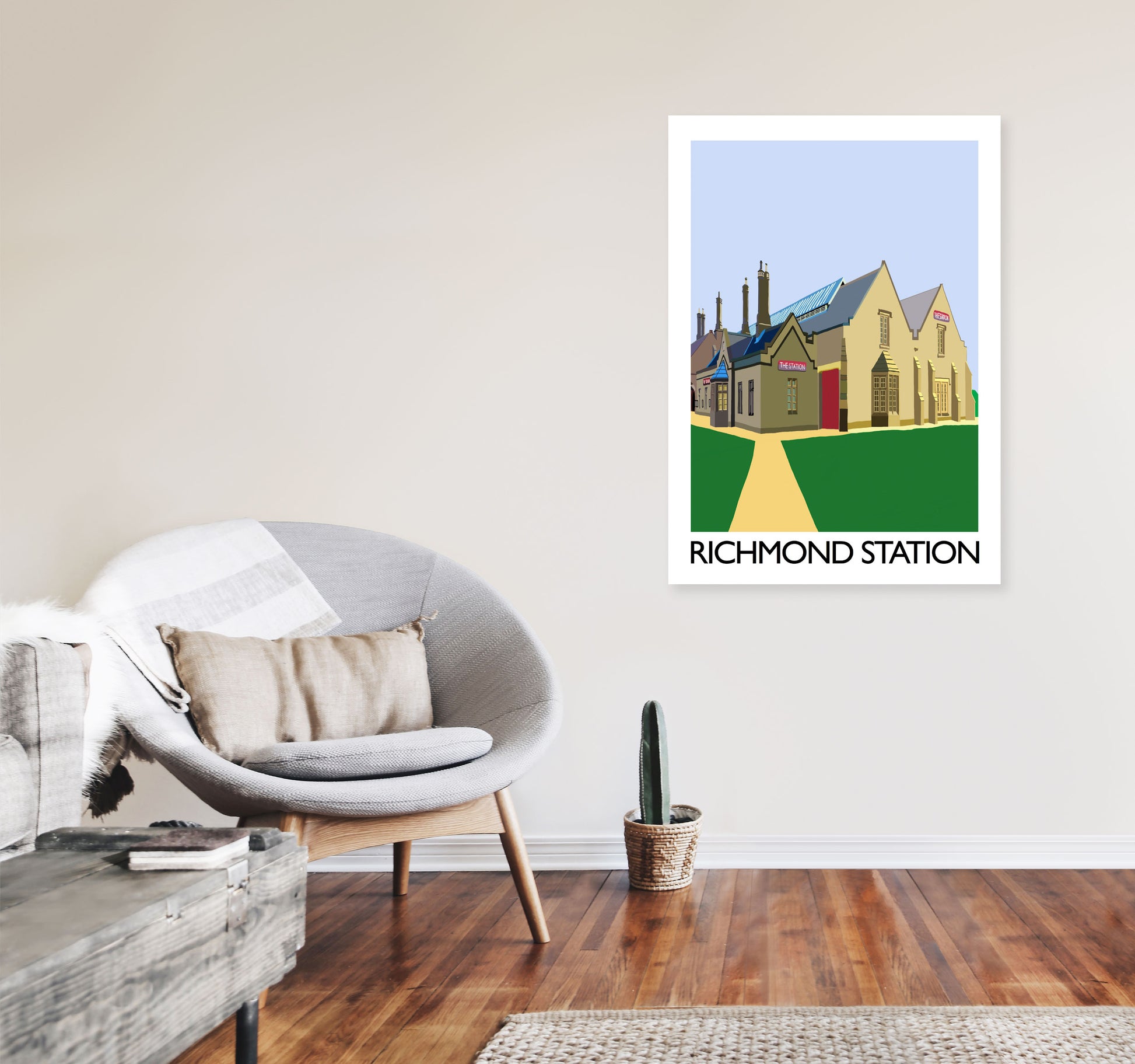 Richmond Station Digital Art Print by Richard O'Neill, Framed Wall Art A1 Black Frame