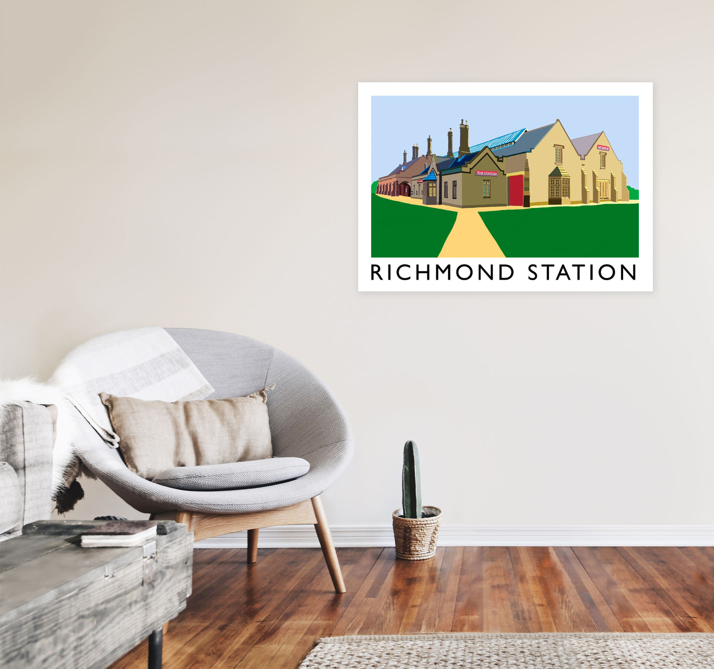 Richmond Station Travel Art Print by Richard O'Neill, Framed Wall Art A1 Black Frame