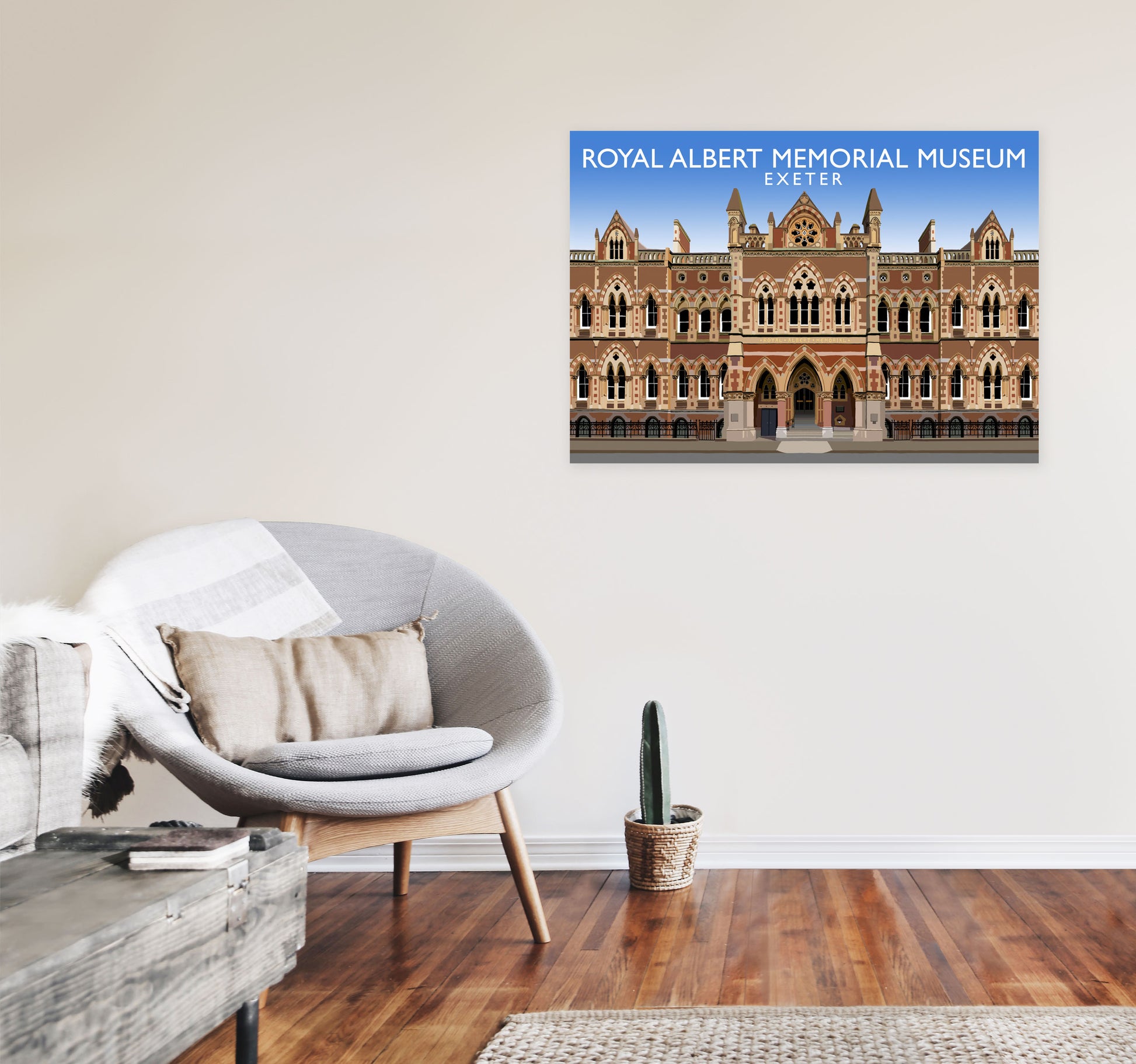 Royal Albert Memorial Museum Exeter Travel Art Print by Richard O'Neill A1 Black Frame