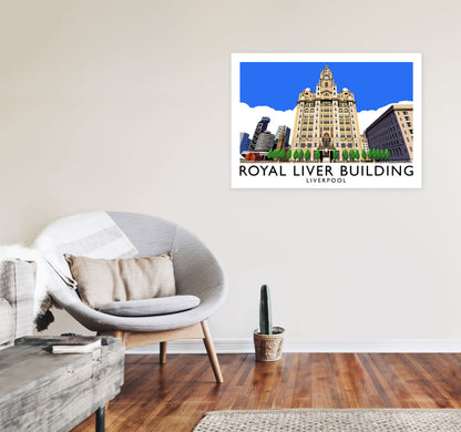 Royal Liver Building Liverpool Travel Art Print by Richard O'Neill A1 Black Frame