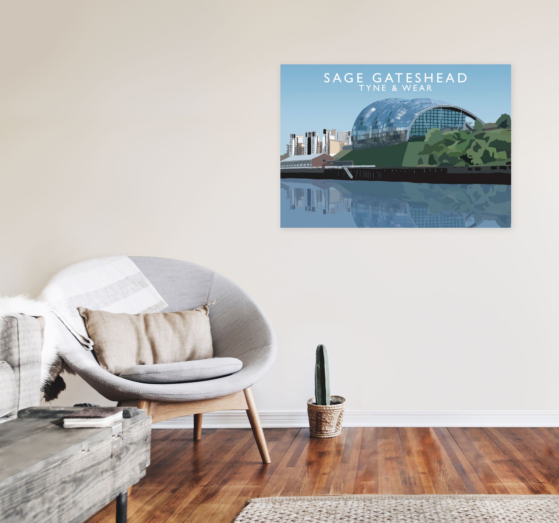 Sage Gateshead Tyne & Wear Travel Art Print by Richard O'Neill A1 Black Frame