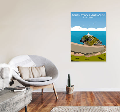 South Stack Lighthouse2 Portrait Anglesey Travel Art Print by Richard O'Neill A1 Black Frame