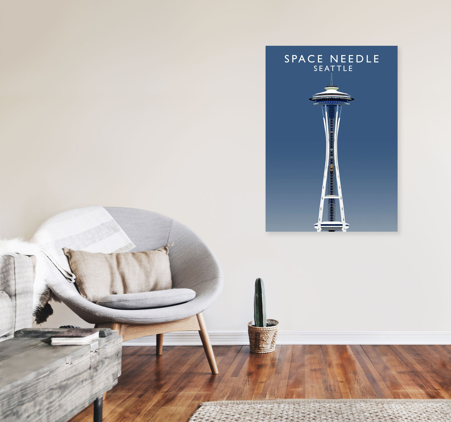 Space Needle Seattle Art Print by Richard O'Neill A1 Black Frame