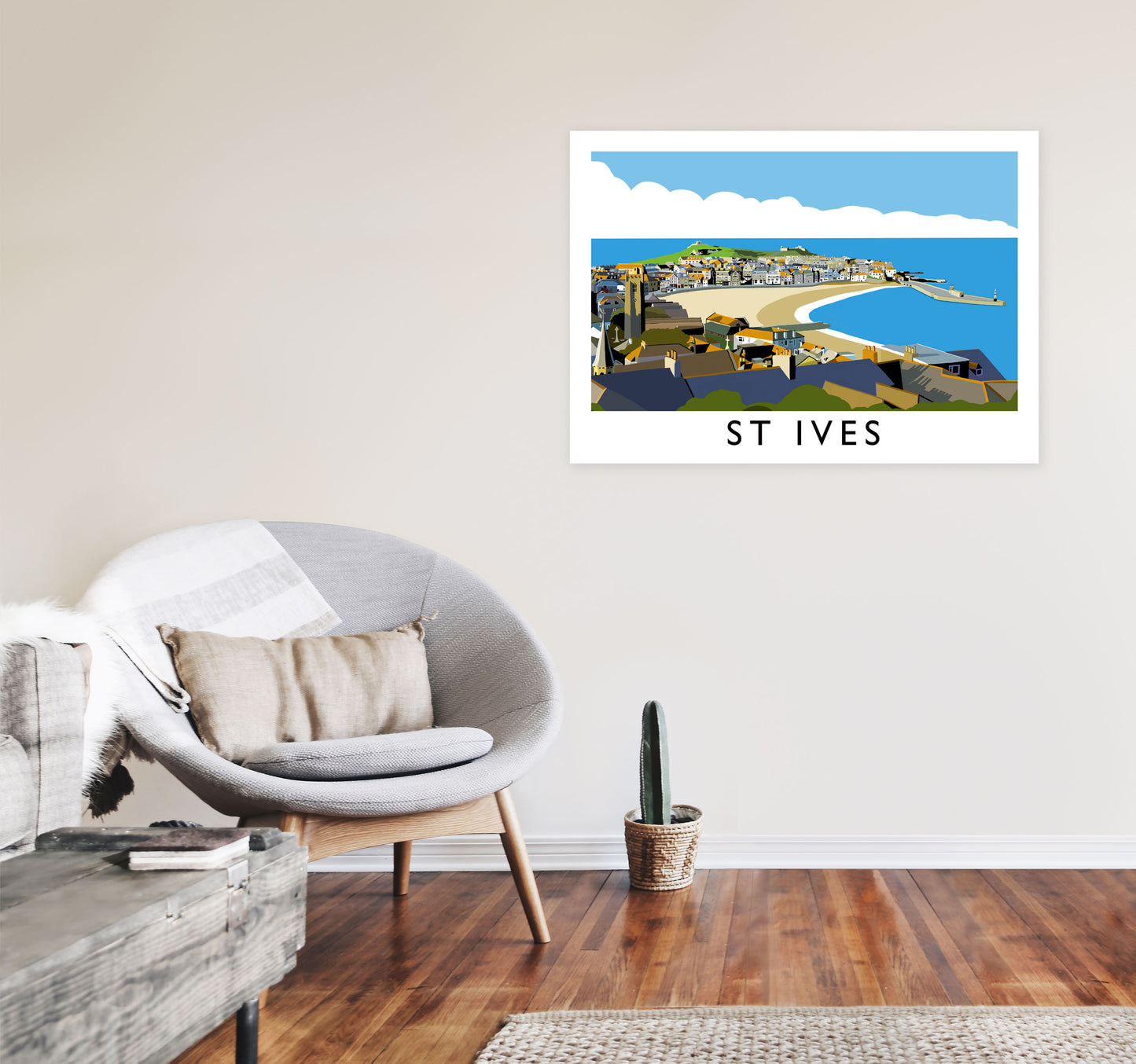 St Ives Art Print by Richard O'Neill, Framed Wall Art A1 Black Frame