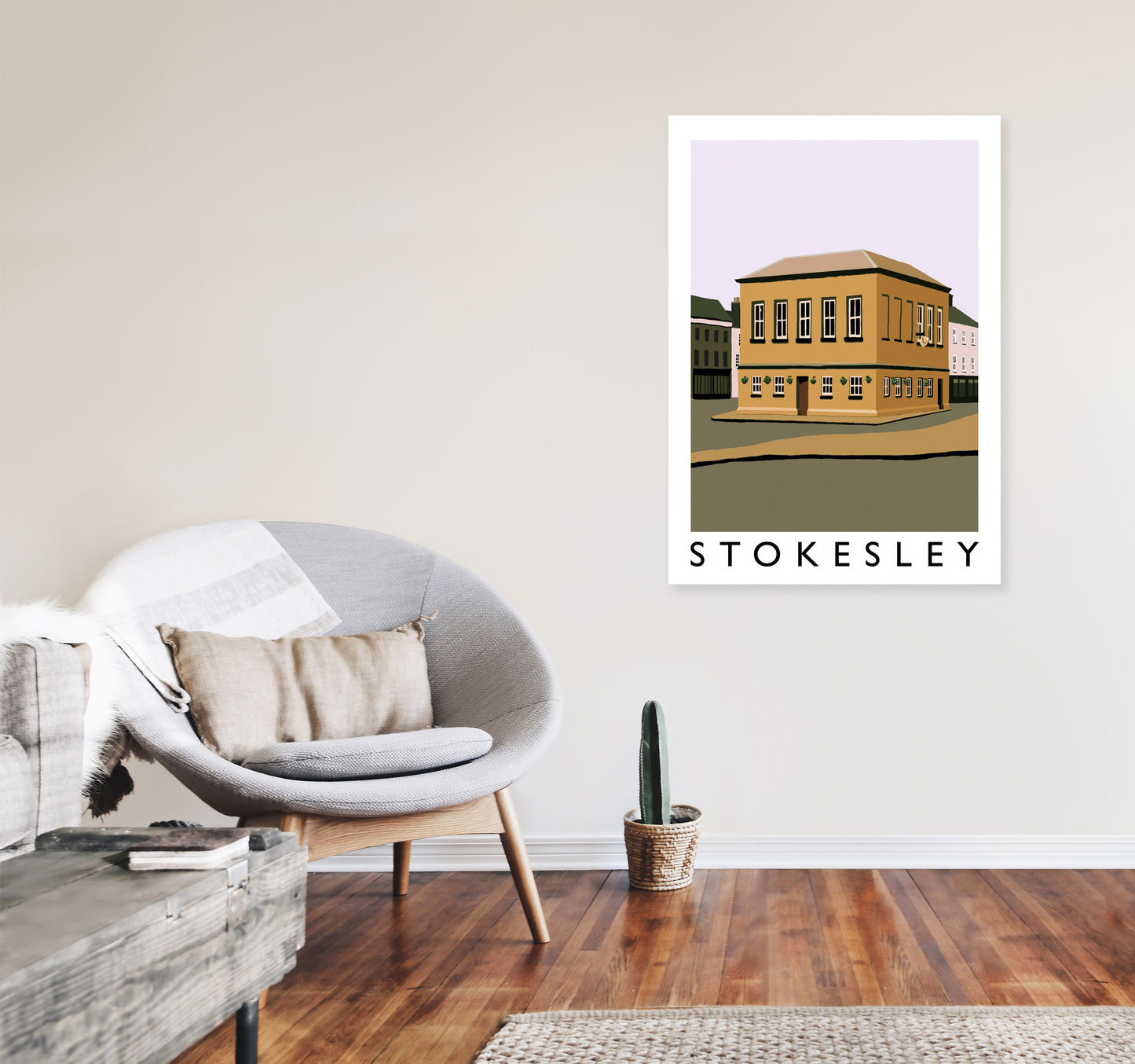 Stokesley Portrait Travel Art Print by Richard O'Neill, Framed Wall Art A1 Black Frame