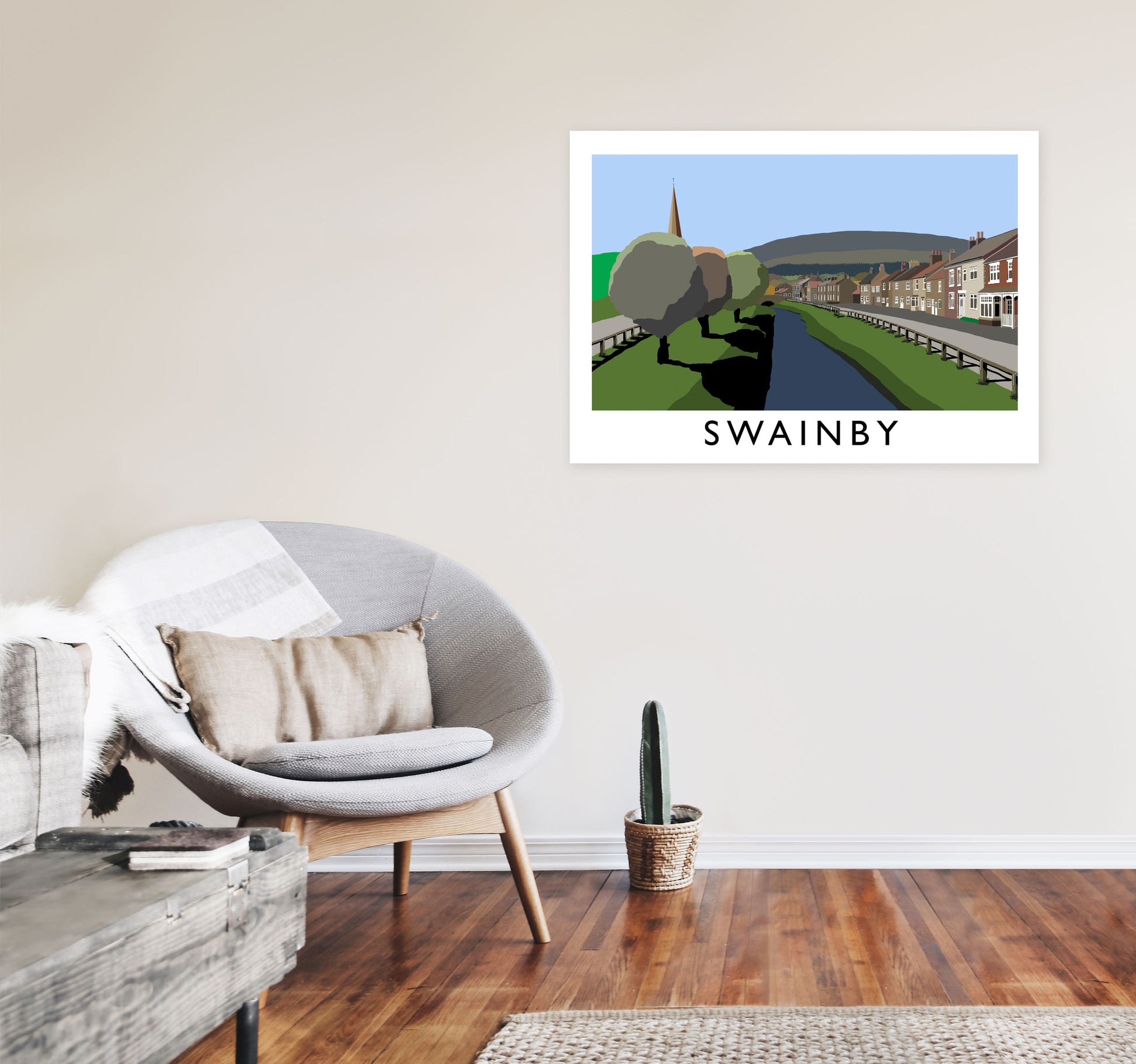 Swainby Travel Art Print by Richard O'Neill, Framed Wall Art A1 Black Frame