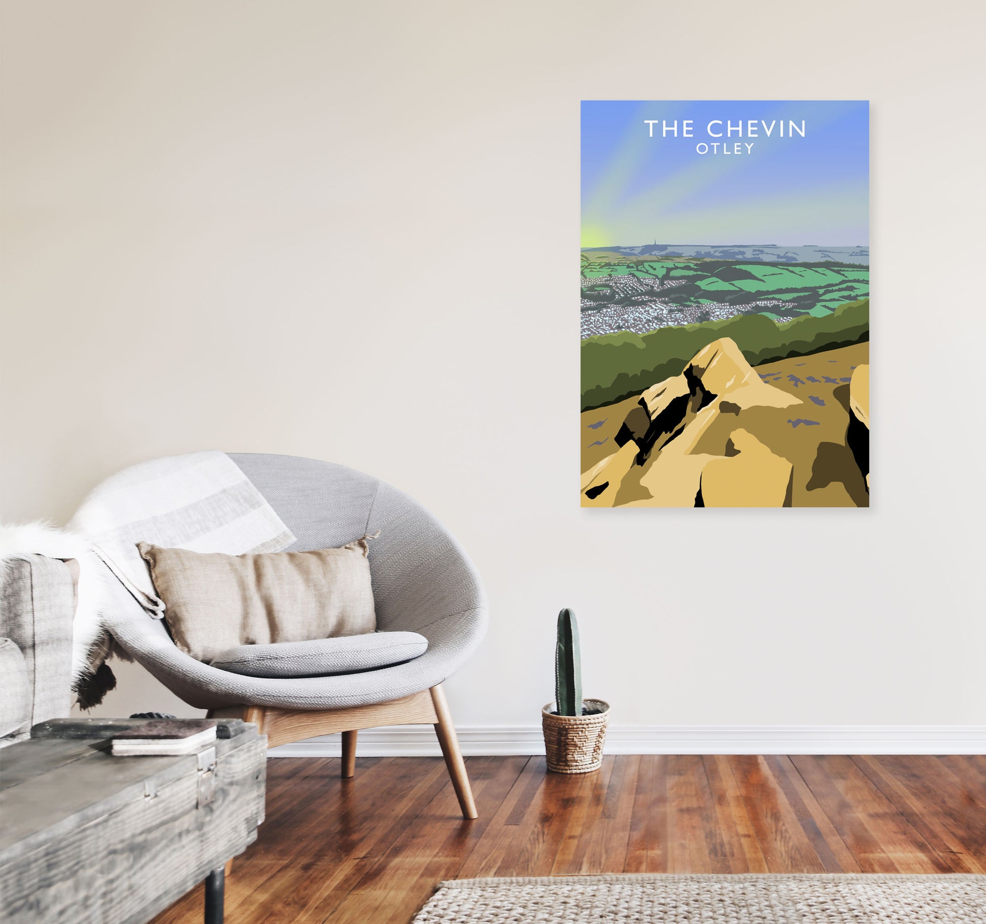 The Chevin Otley Art Print by Richard O'Neill, Framed Wall Art A1 Black Frame