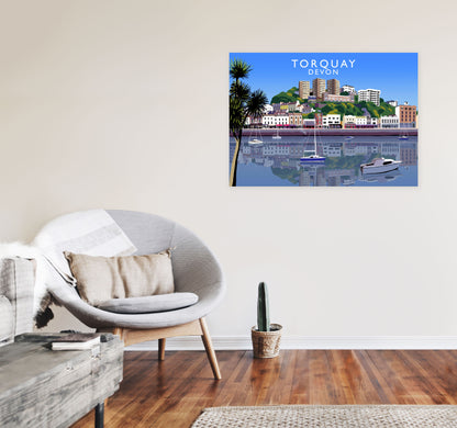 Torquay Devon Art Print by Richard O'Neill, Framed Wall Art A1 Black Frame