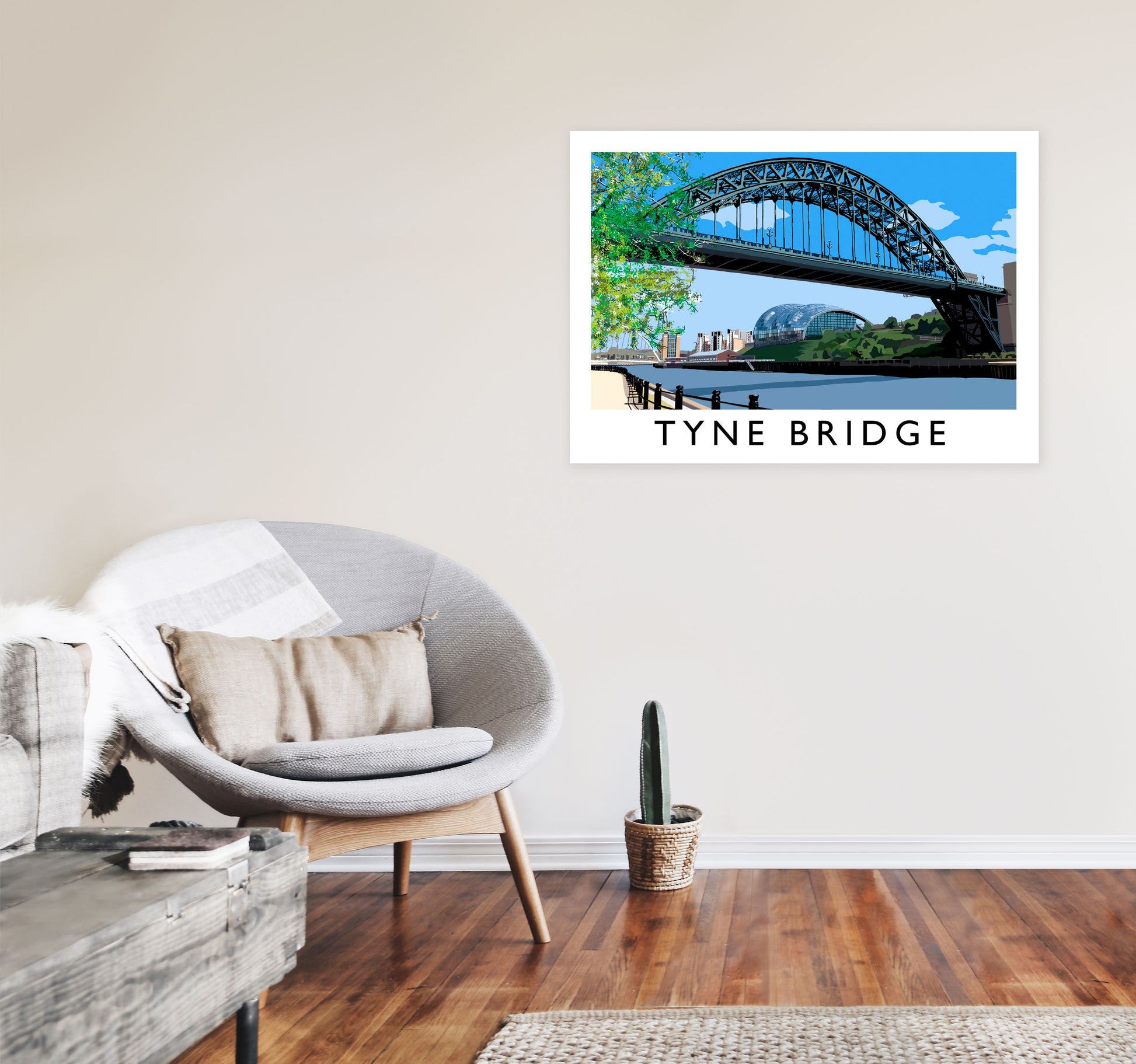 Tyne Bridge Travel Art Print by Richard O'Neill, Framed Wall Art A1 Black Frame