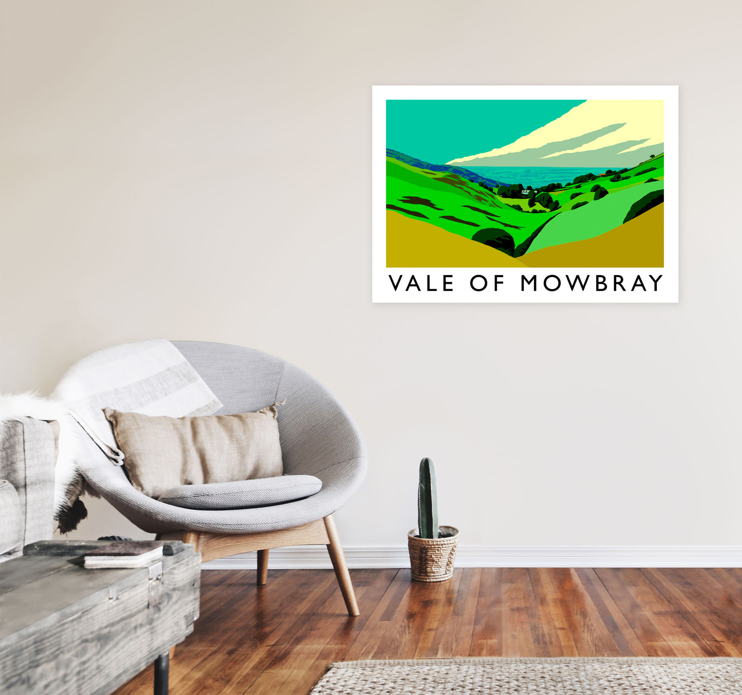 Vale of Mowbray Travel Art Print by Richard O'Neill, Framed Wall Art A1 Black Frame