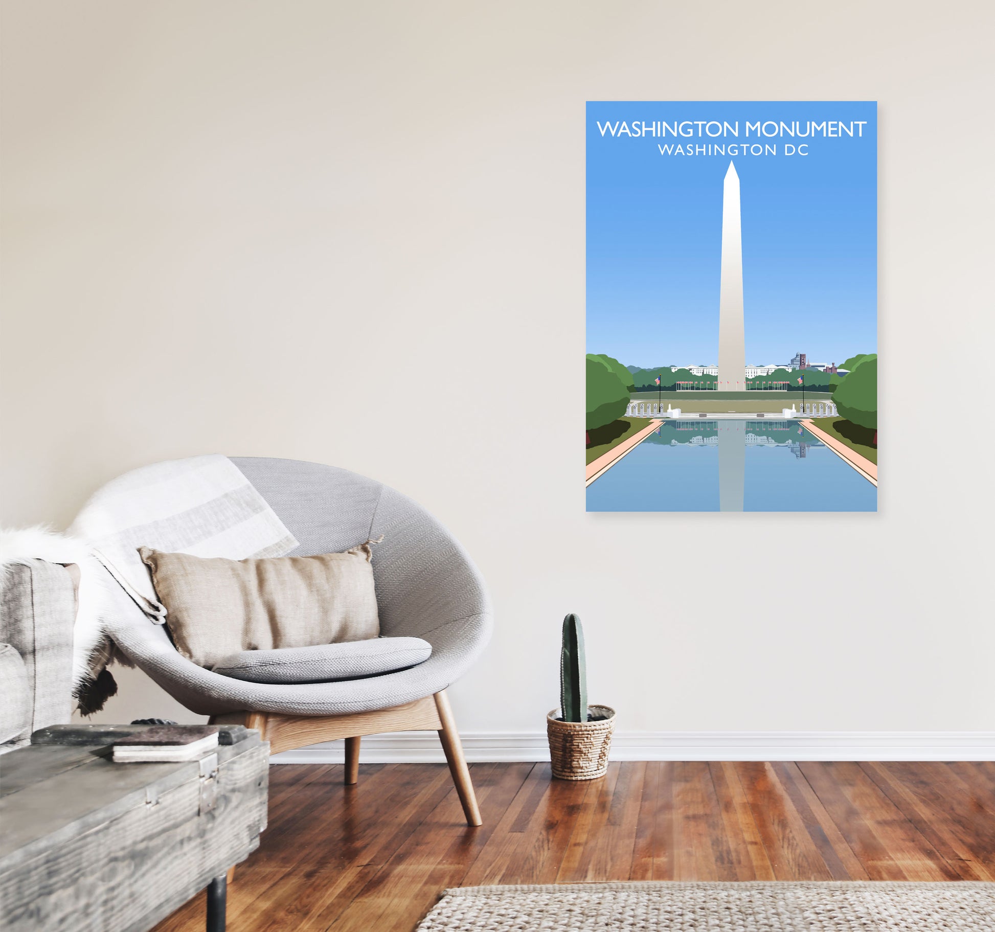 Washington DC Monument Travel Art Print by Richard O'Neill A1 Black Frame