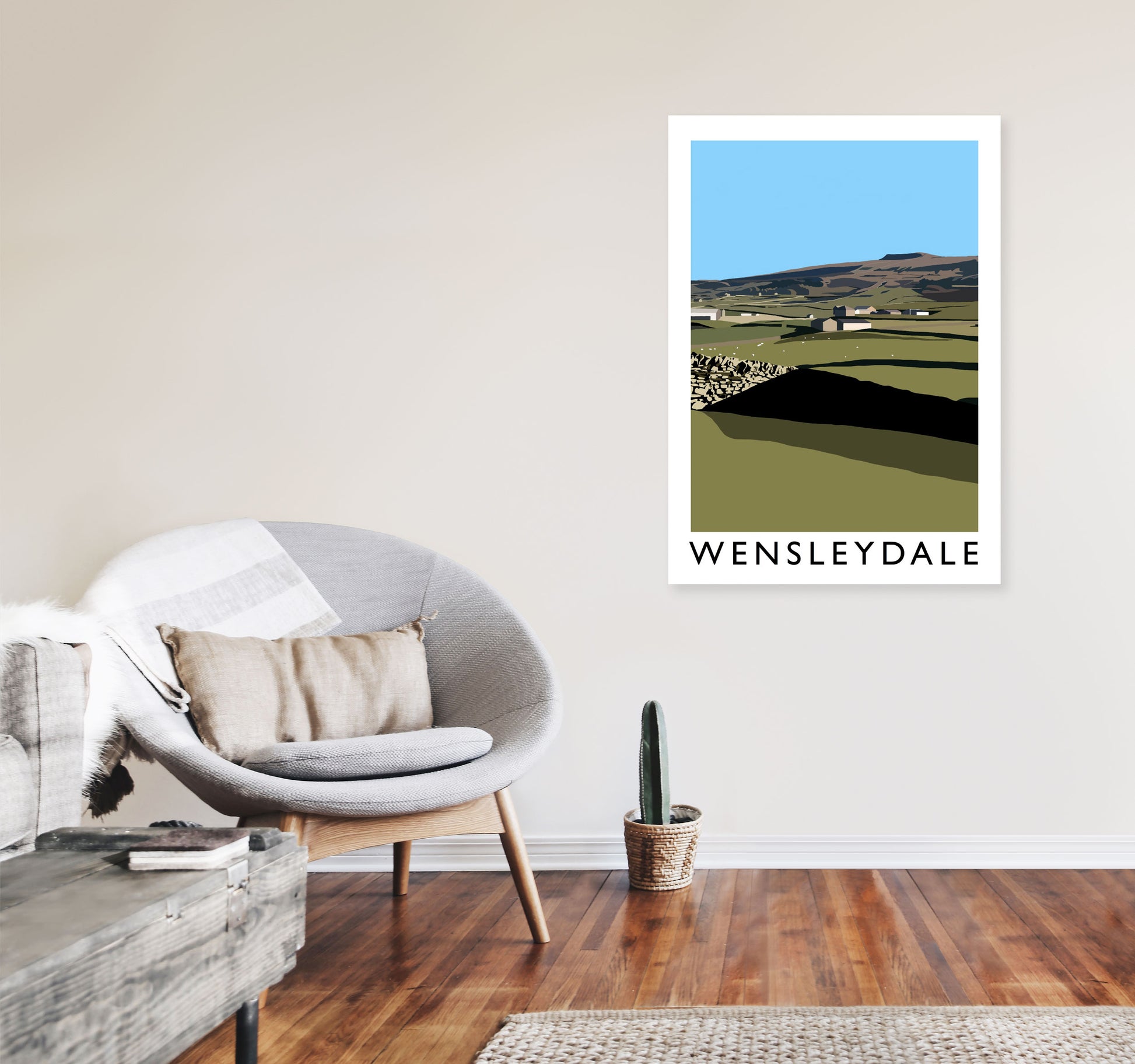 Wensleydale Travel Art Print by Richard O'Neill, Framed Wall Art A1 Black Frame