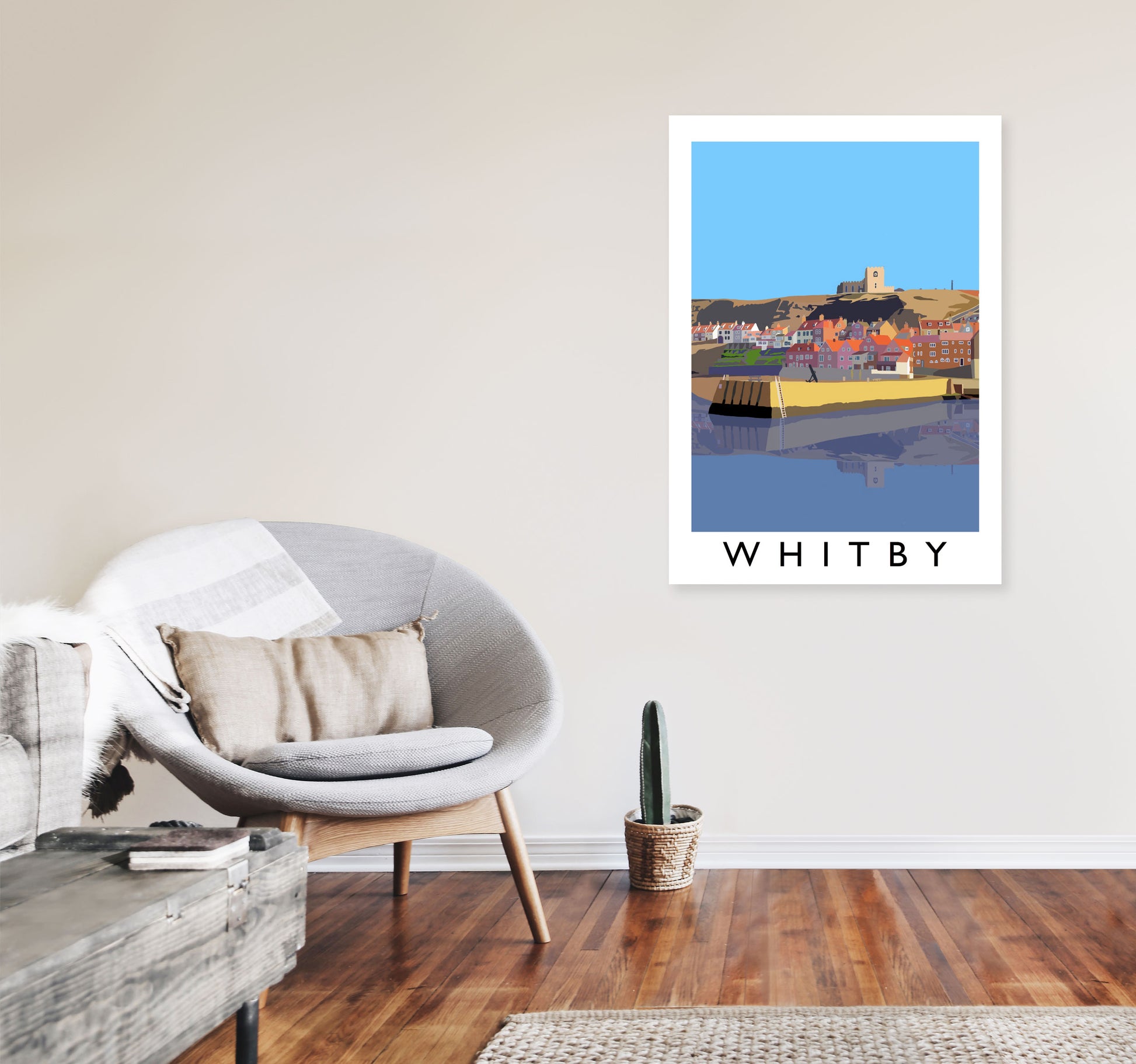 Whitby Art Print by Richard O'Neill, Framed Wall Art A1 Black Frame