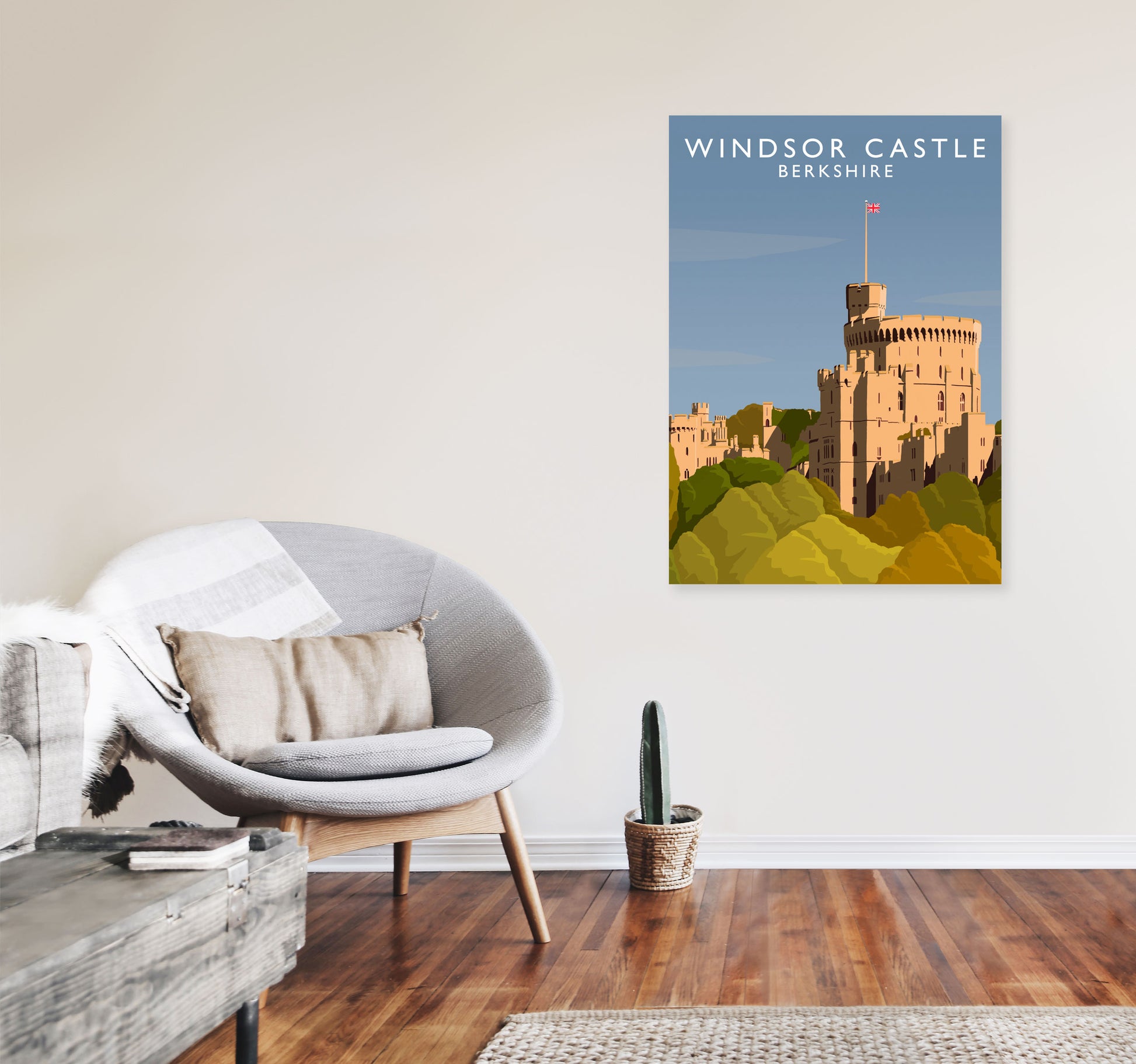 Windsor Castle Portrait Berkshire Travel Art Print by Richard O'Neill A1 Black Frame