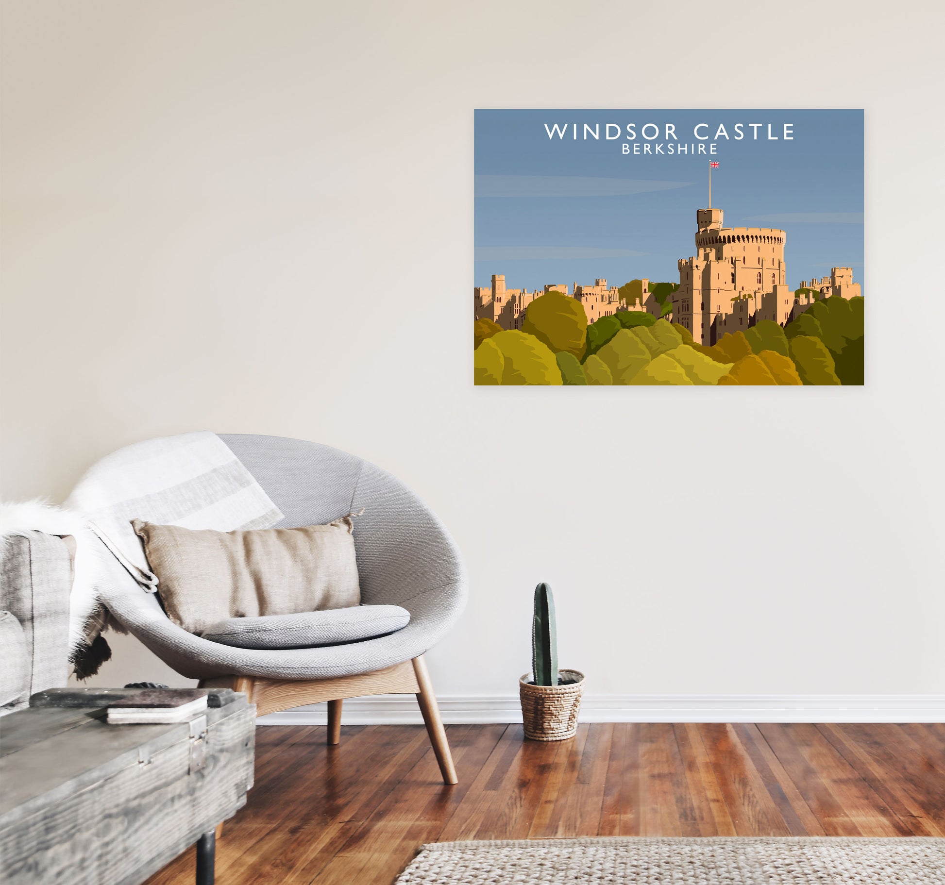 Windsor Castle Berkshire Travel Art Print by Richard O'Neill A1 Black Frame