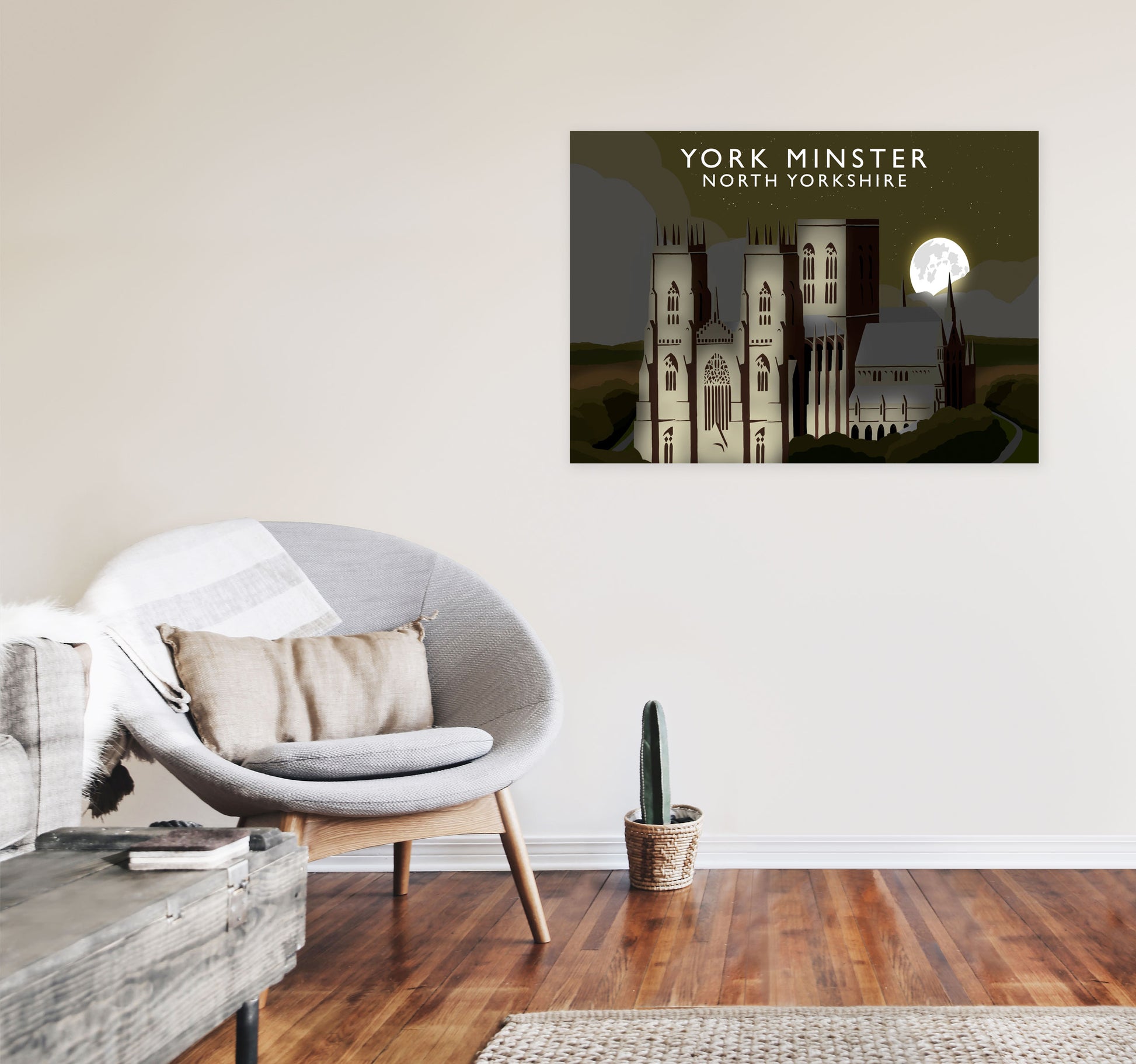 York Minster2 Night Digital Art Print by Richard O'Neill A1 Black Frame