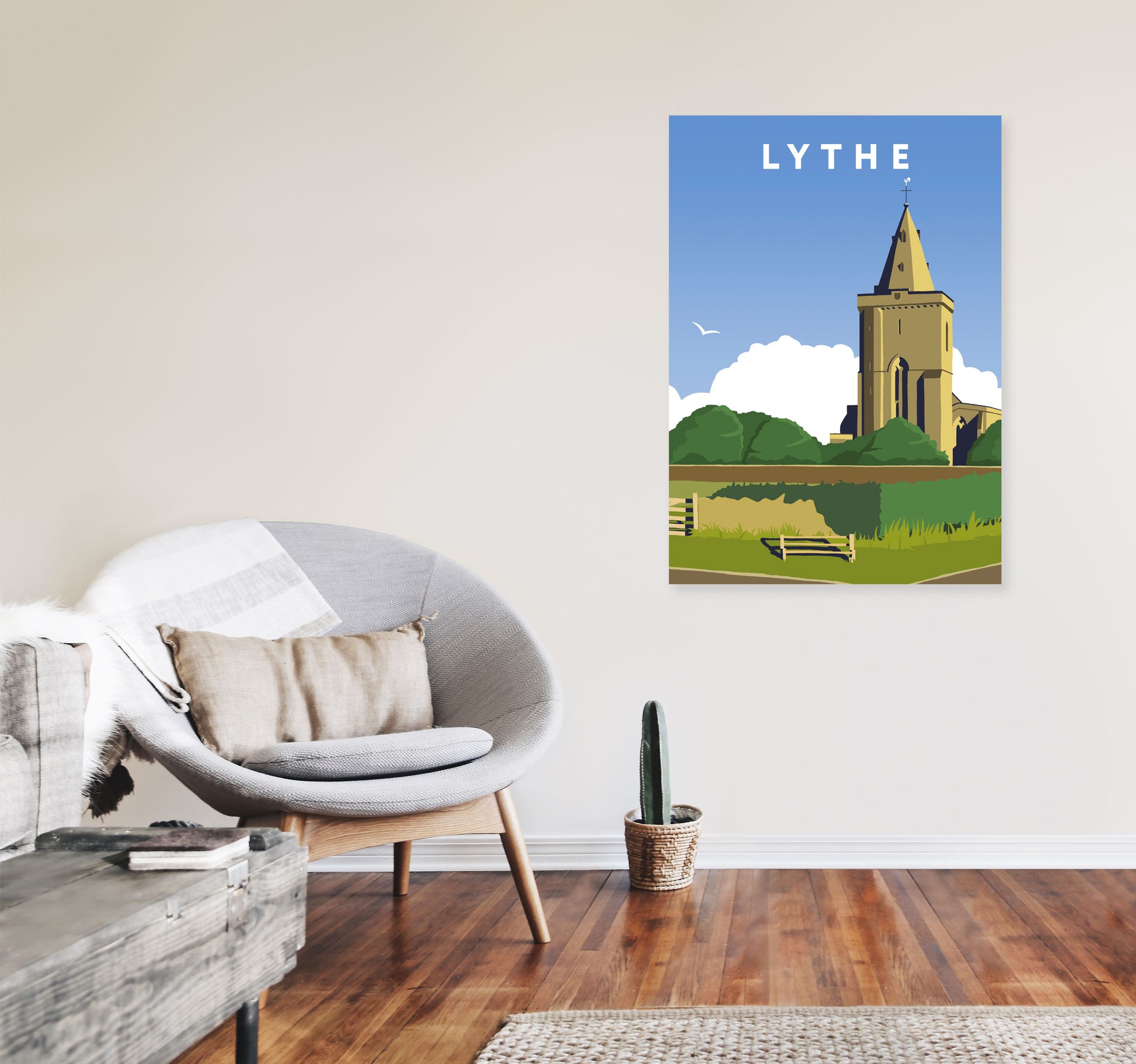 Lythe Travel Art Print by Richard O'Neill, Framed Wall Art A1 Black Frame