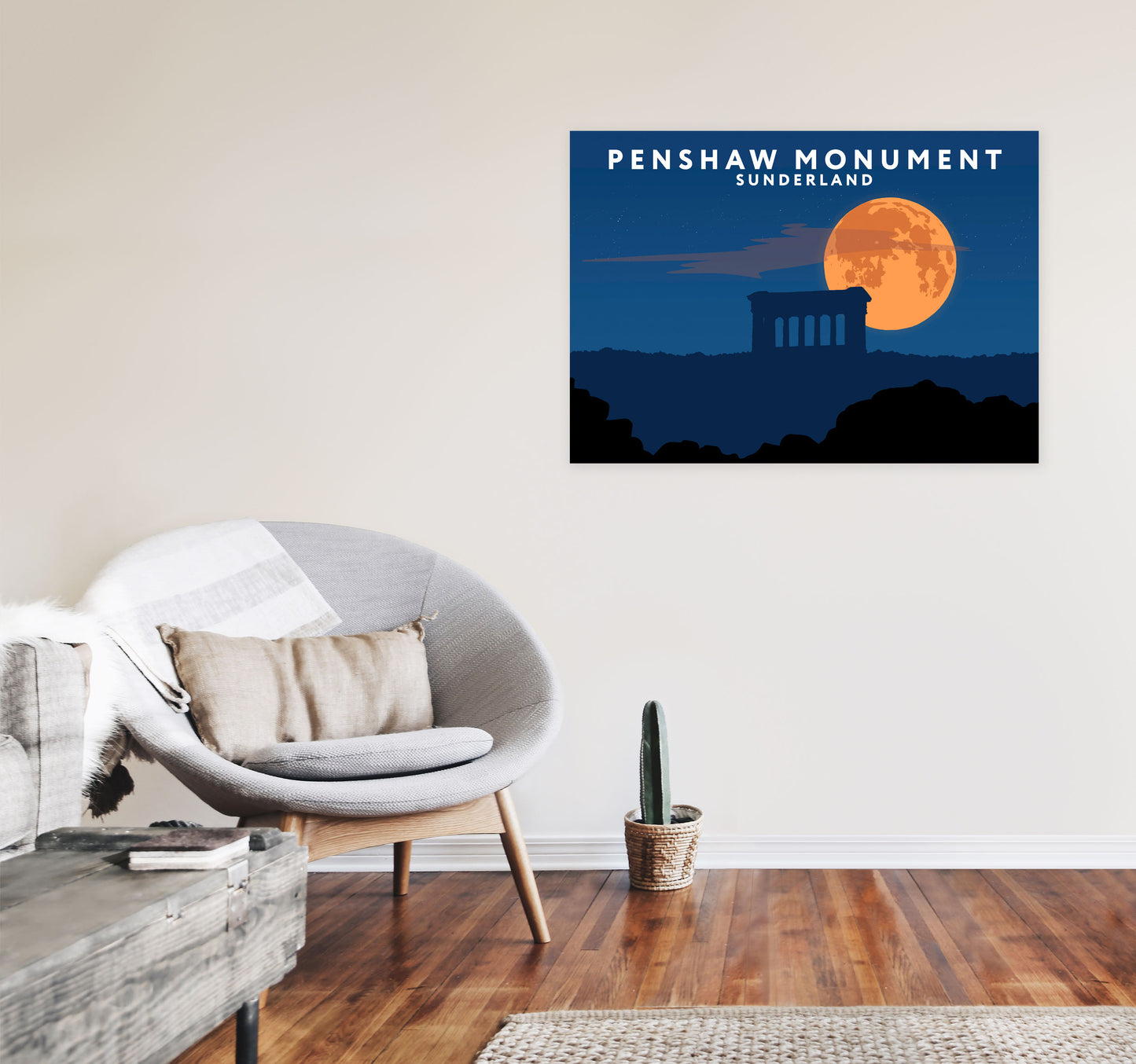 Penshaw Monument Night by Richard O'Neill A1 Black Frame