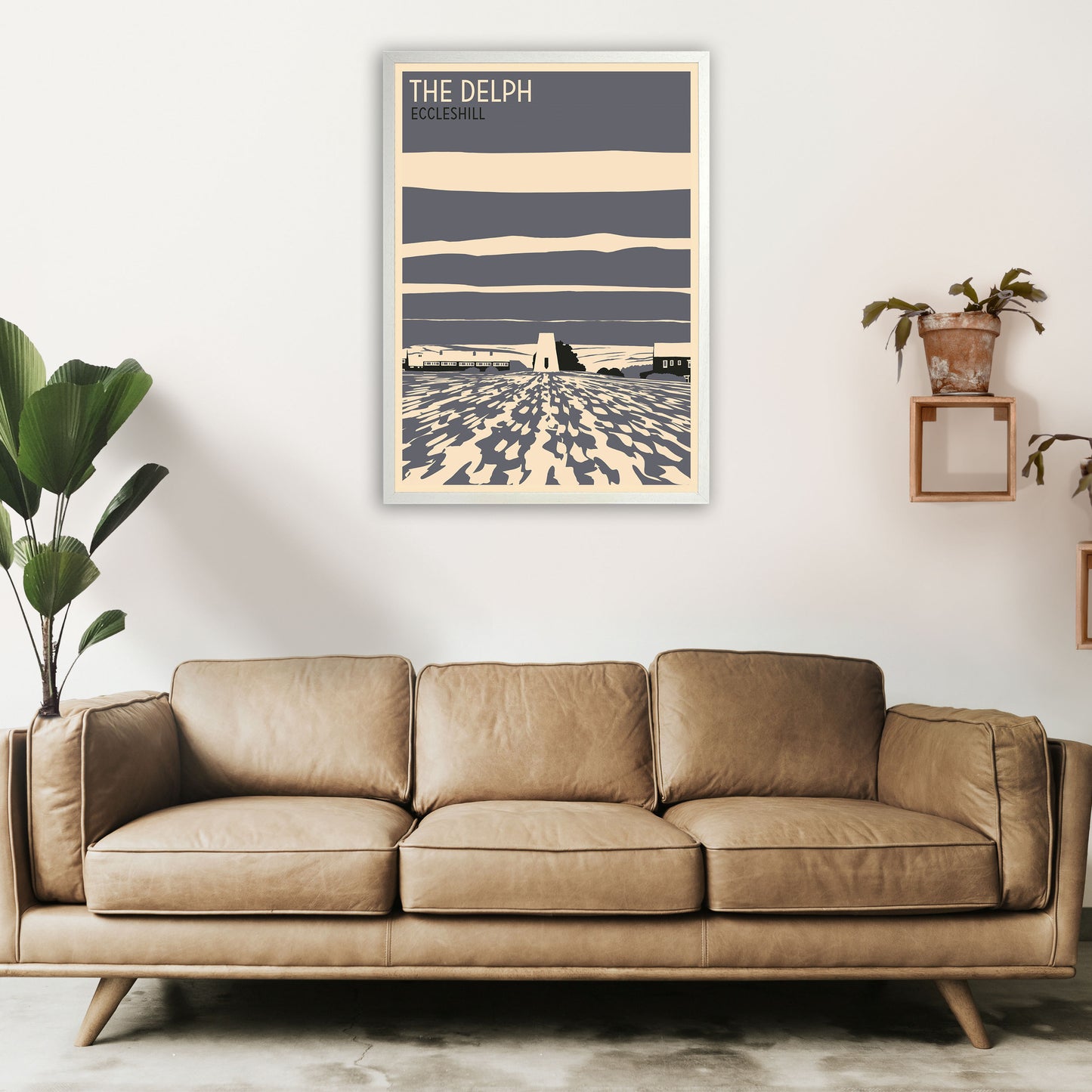 The Delph, Eccleshill portrait Travel Art Print by Richard O'Neill A1 Oak Frame