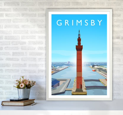 Grimsby Portrait Art Print by Richard O'Neill A1 Oak Frame