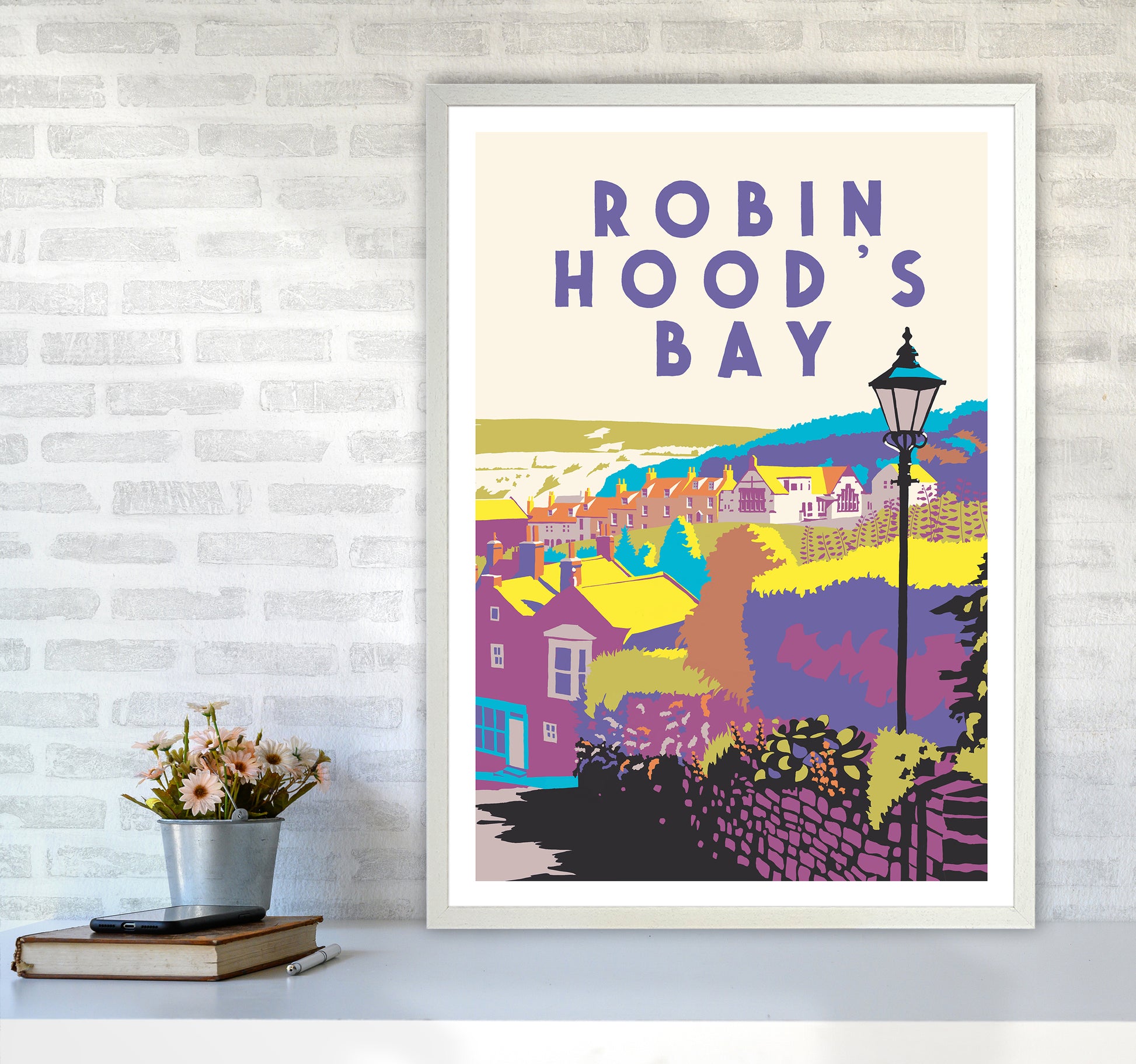 Robin Hood's Bay 2 Portrait Art Print by Richard O'Neill A1 Oak Frame