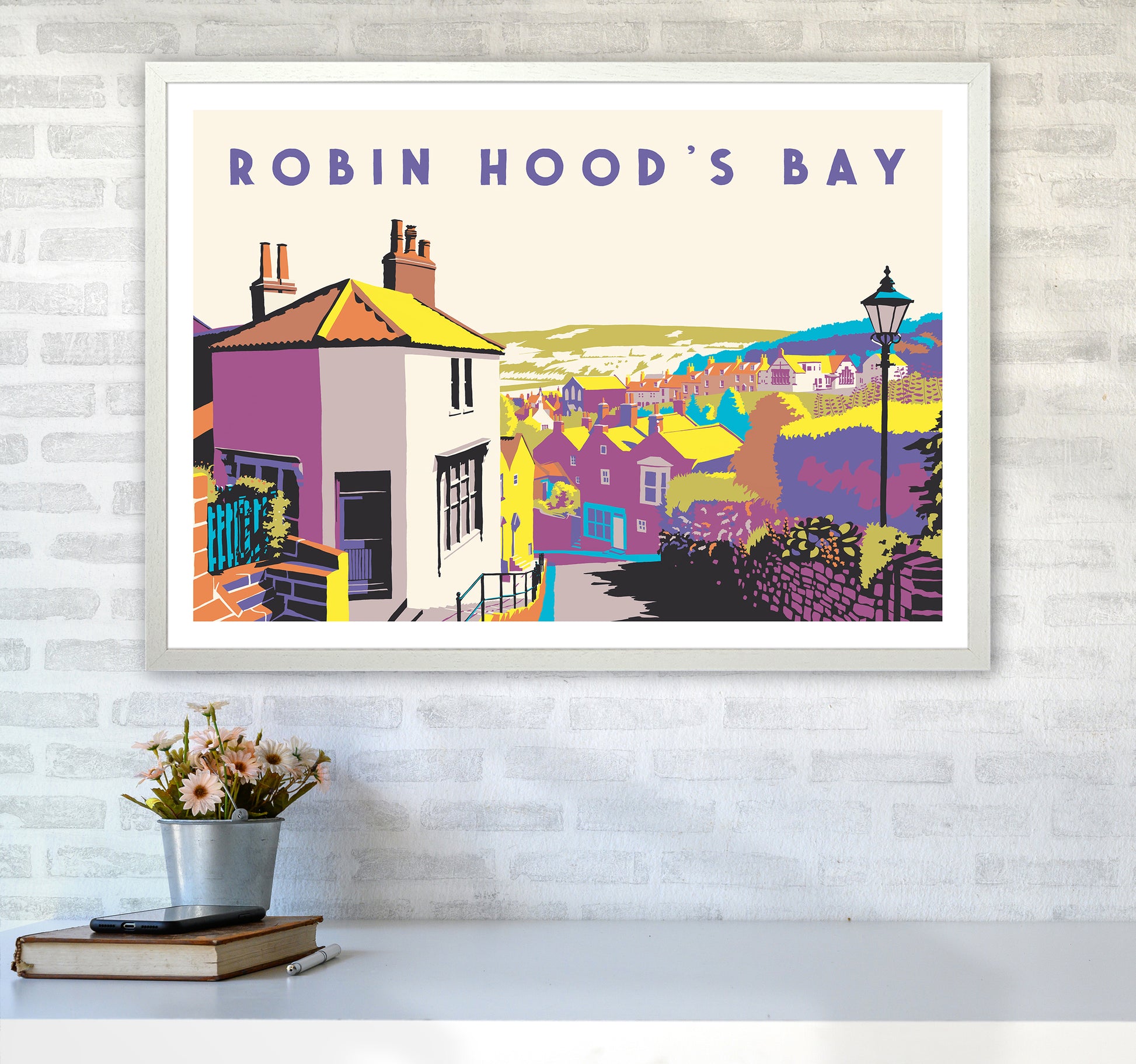 Robin Hood's Bay 2 Art Print by Richard O'Neill A1 Oak Frame