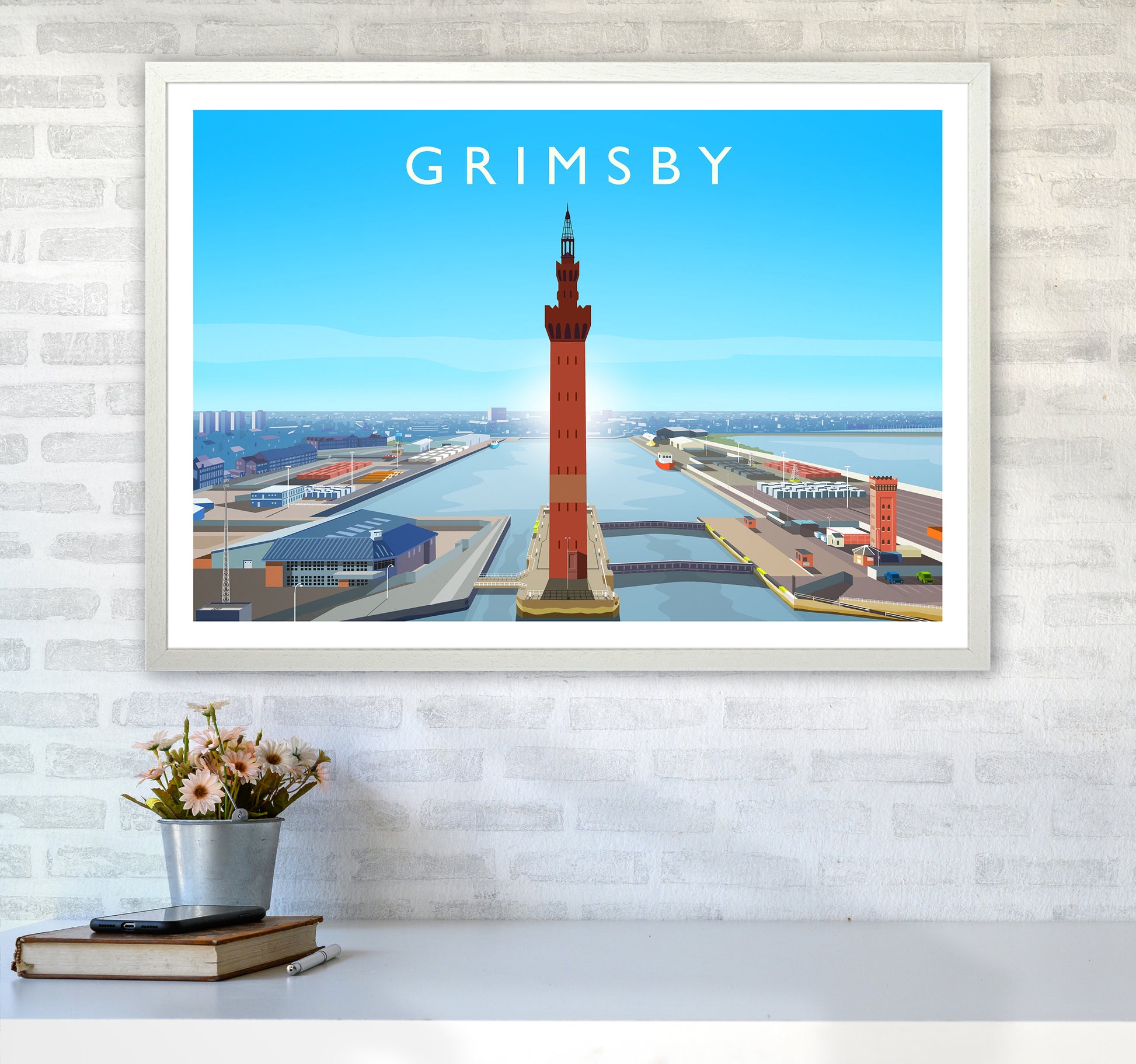 Grimsby Art Print by Richard O'Neill A1 Oak Frame