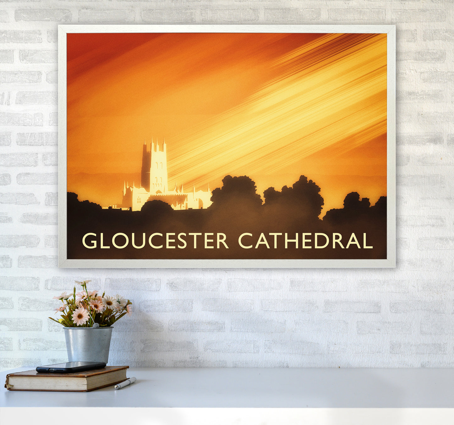 Gloucester Cathedral Travel Art Print by Richard O'Neill A1 Oak Frame