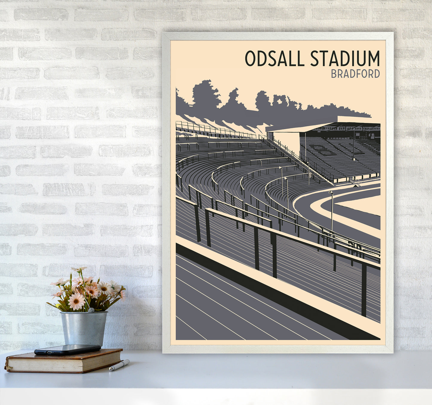 Odsal Stadium, Bradford Travel Art Print by Richard O'Neill A1 Oak Frame