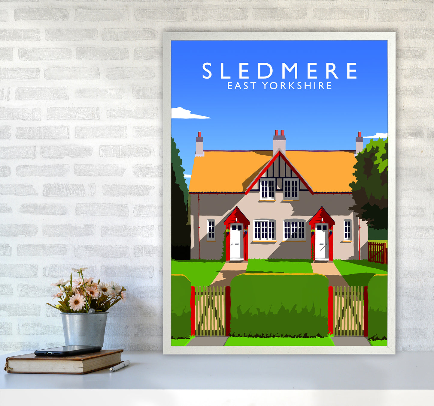 Sledmere portrait Travel Art Print by Richard O'Neill A1 Oak Frame