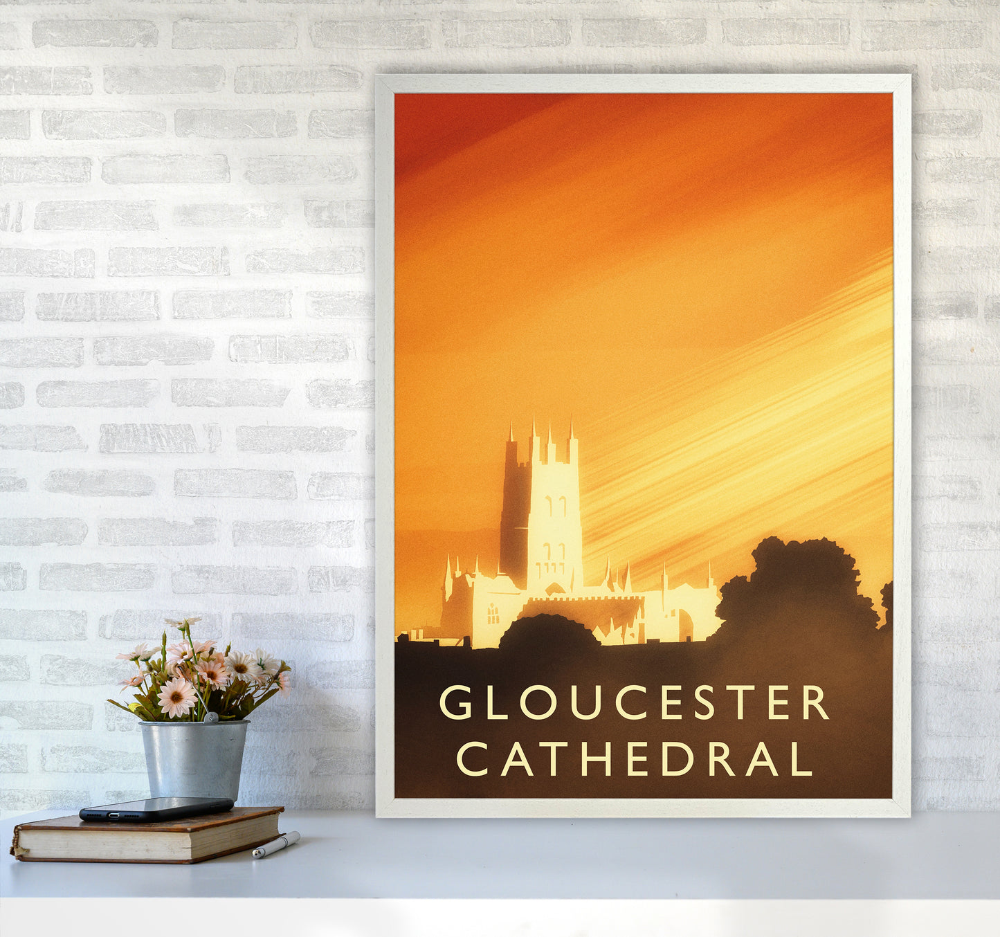 Gloucester Cathedral portrait Travel Art Print by Richard O'Neill A1 Oak Frame