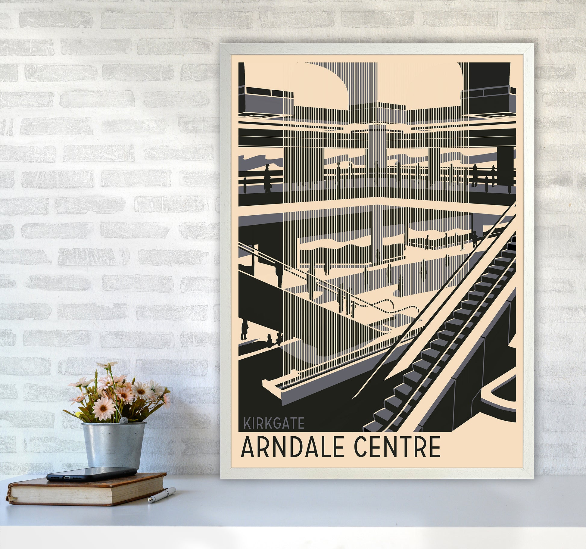 Kirkgate Arndale Centre Travel Art Print by Richard O'Neill A1 Oak Frame