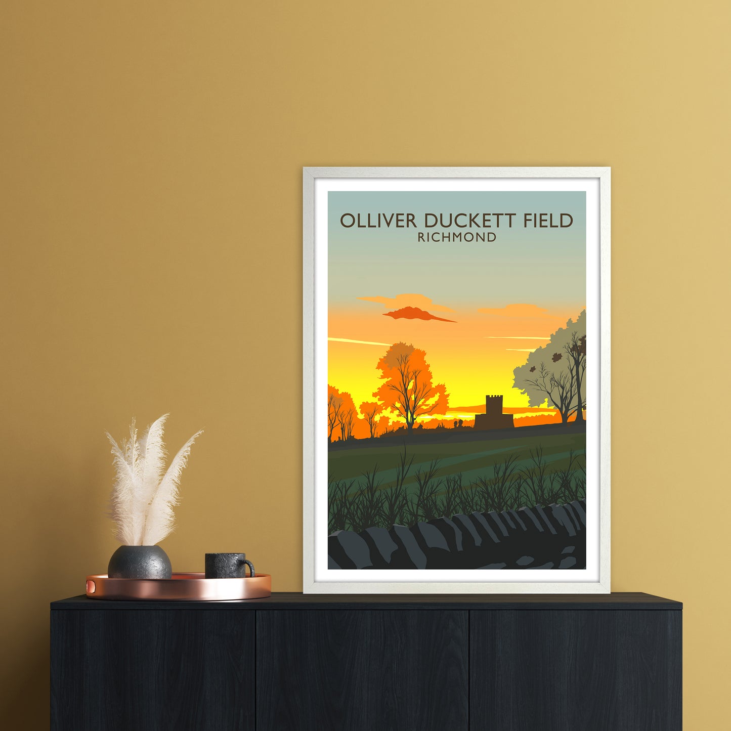 Olliver Duckett Field Portrait Travel Art Print by Richard O'Neill A1 Oak Frame