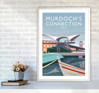 Murdoch's Connection portrait Travel Art Print by Richard O'Neill A1 Oak Frame
