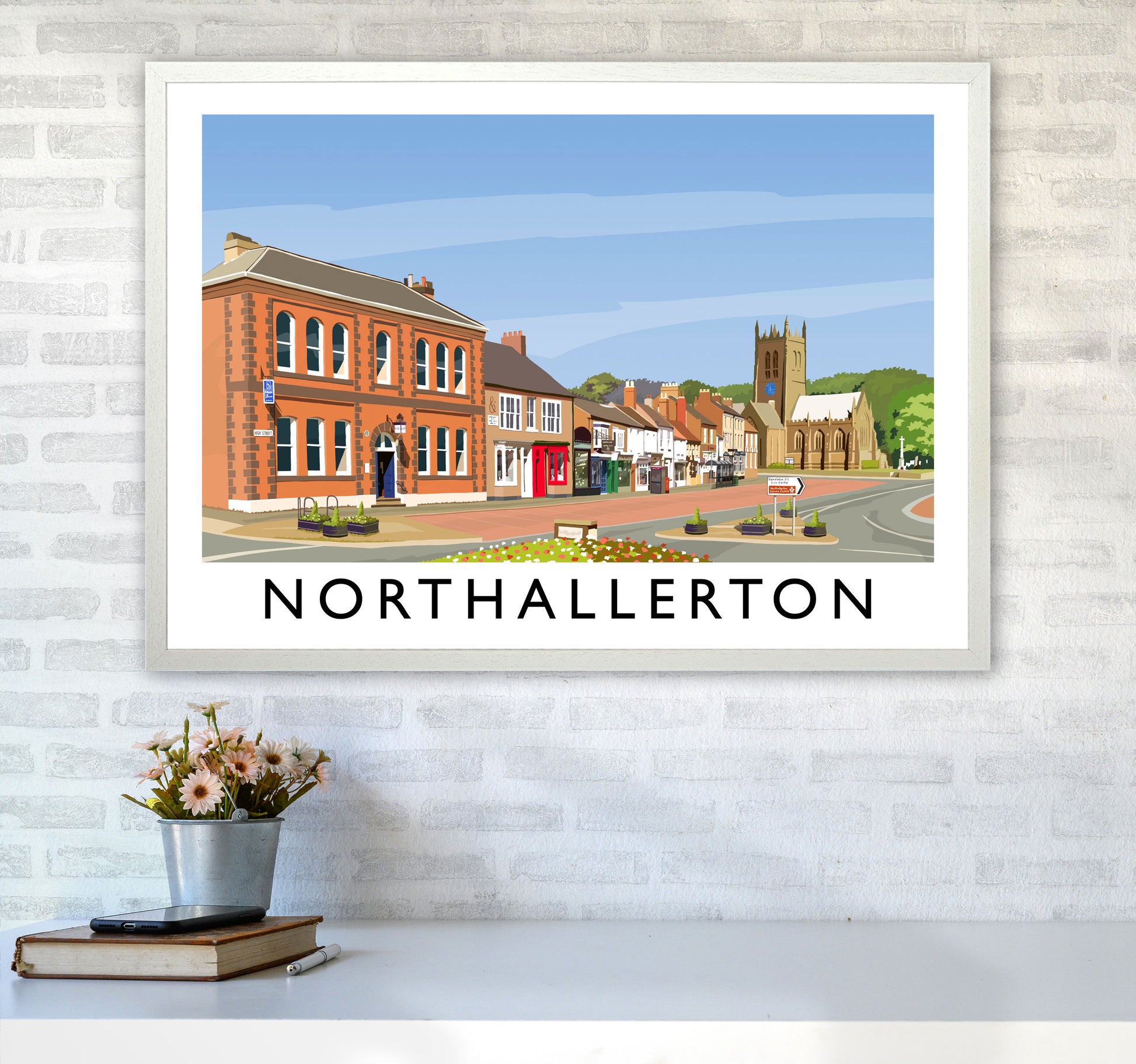 Northallerton 5 Travel Art Print by Richard O'Neill A1 Oak Frame