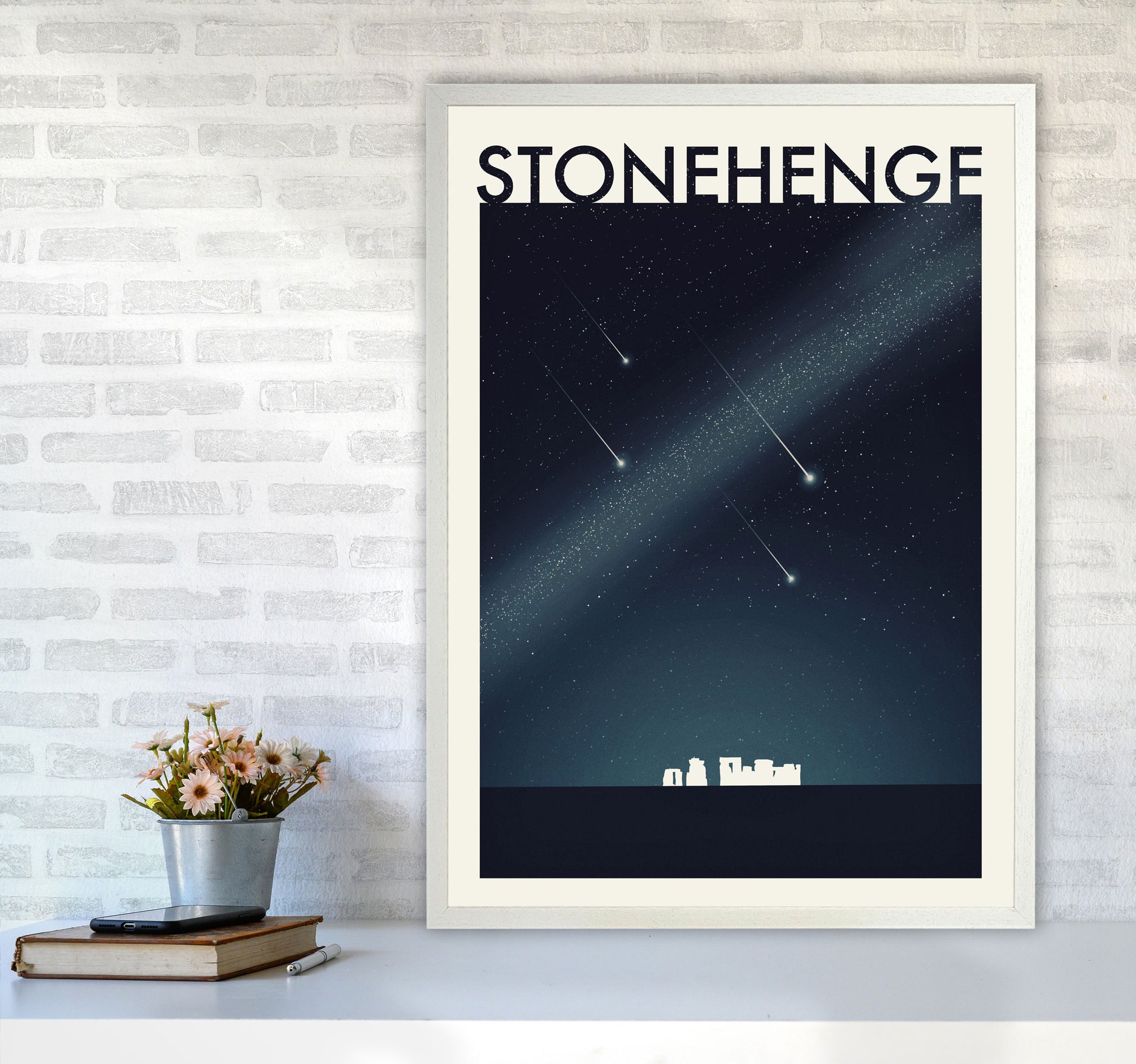 Stonehenge 2 (Night) Travel Art Print by Richard O'Neill A1 Oak Frame