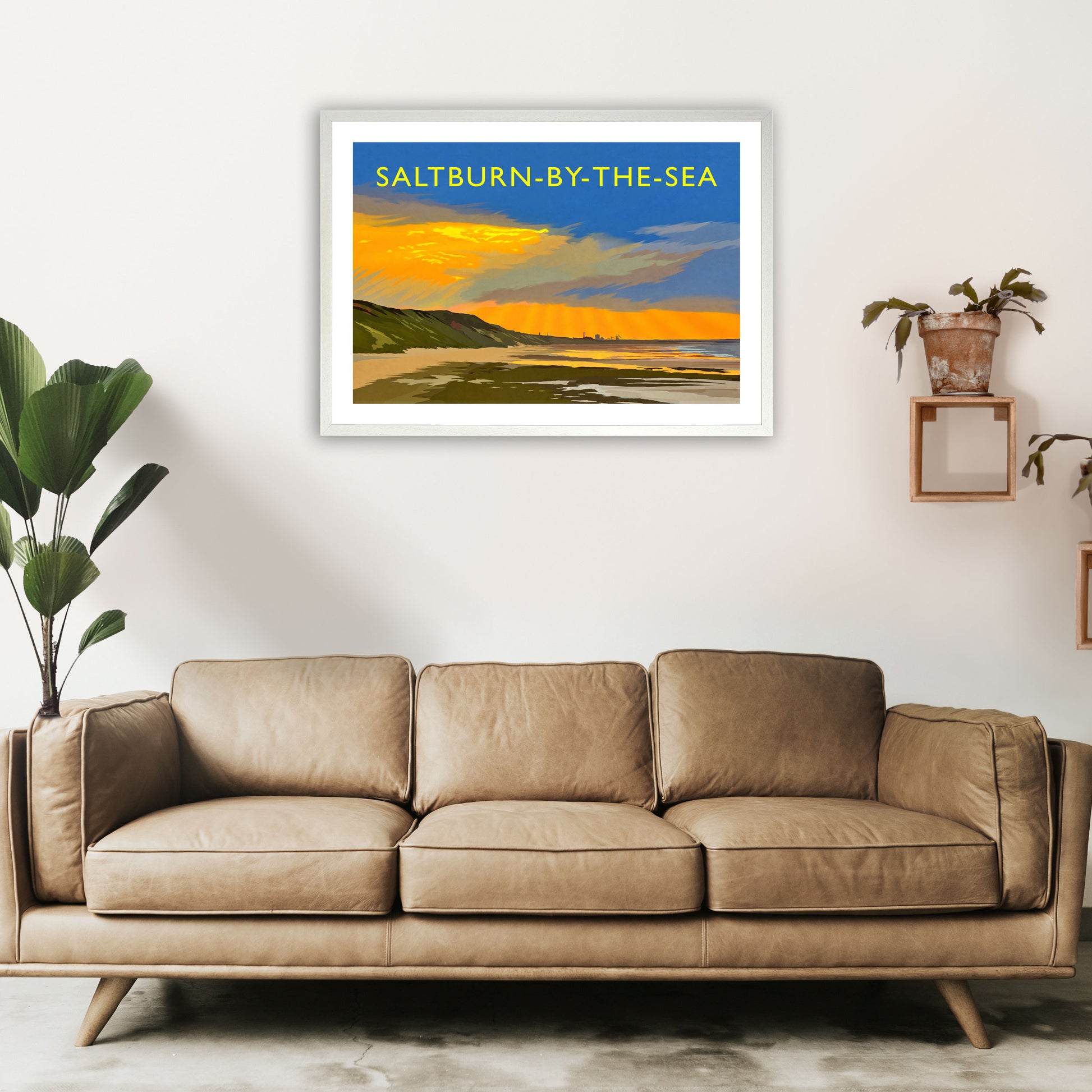 Saltburn-By-The-Sea 4 Travel Art Print by Richard O'Neill A1 Oak Frame