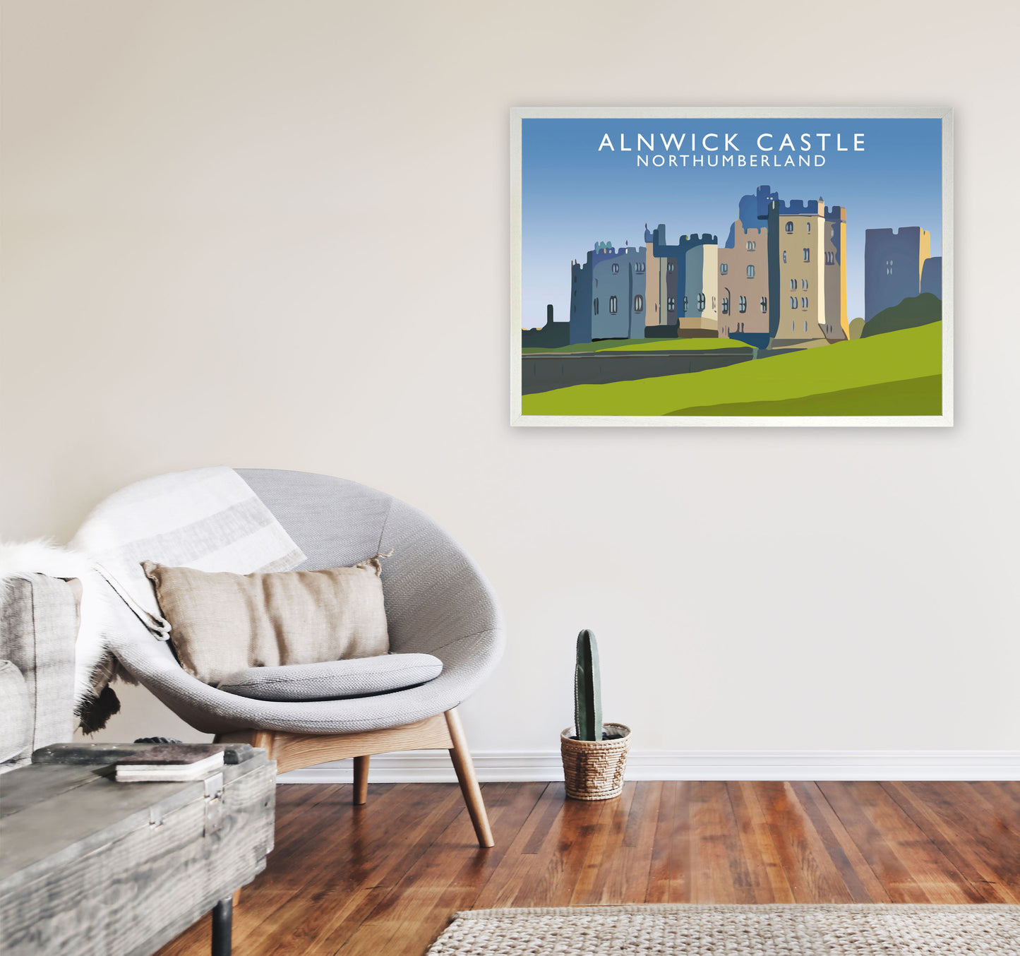 Alnwick Castle Northumberland Art Print by Richard O'Neill A1 Oak Frame