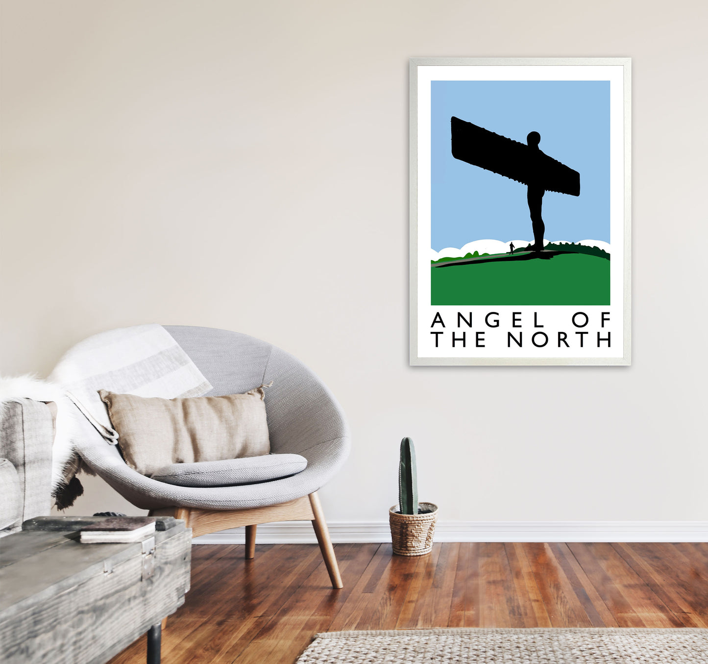 Angel of The North Art Print by Richard O'Neill A1 Oak Frame