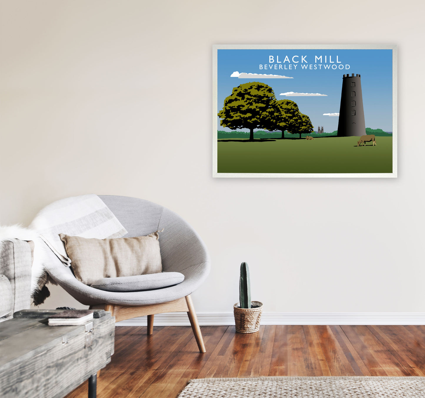 Black Mill Beverley Westwood Art Print by Richard O'Neill A1 Oak Frame