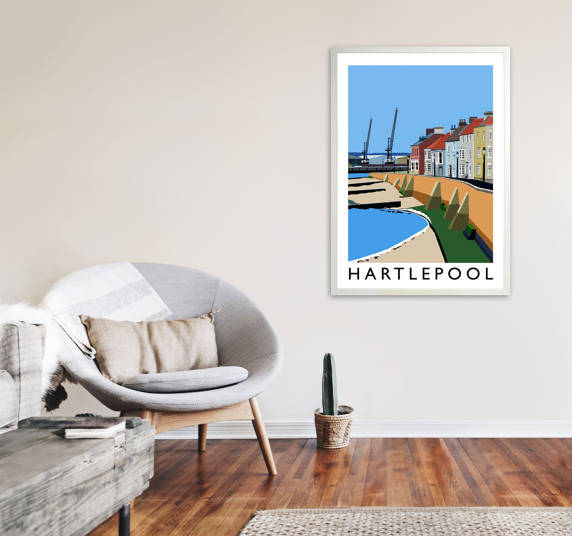 Hartlepool Framed Digital Art Print by Richard O'Neill A1 Oak Frame