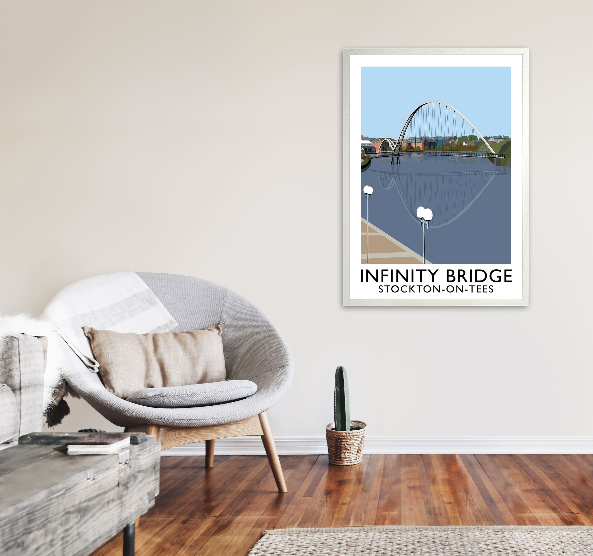 Infinity Bridge Stockton-On-Tees Art Print by Richard O'Neill A1 Oak Frame